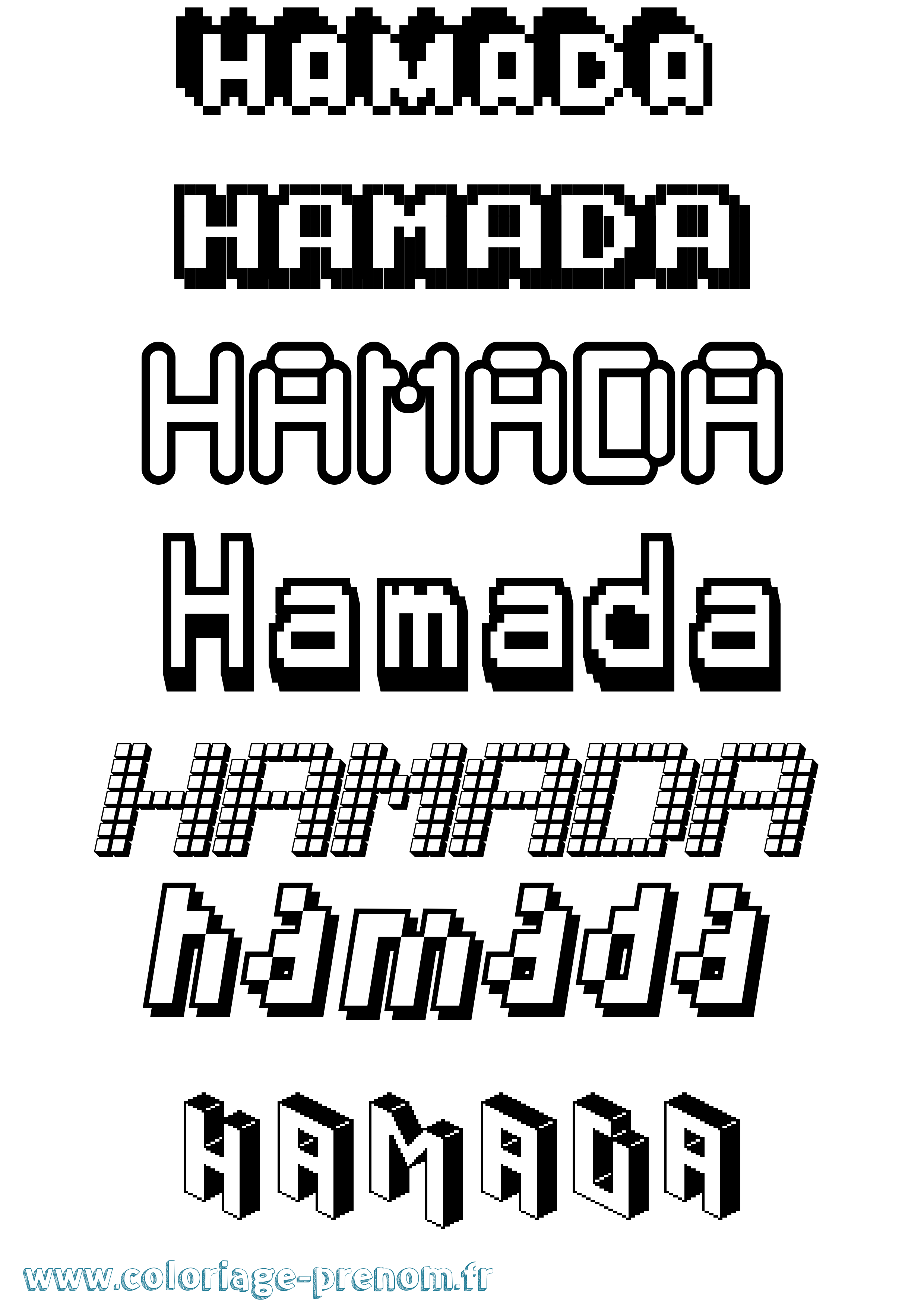 Coloriage prénom Hamada Pixel