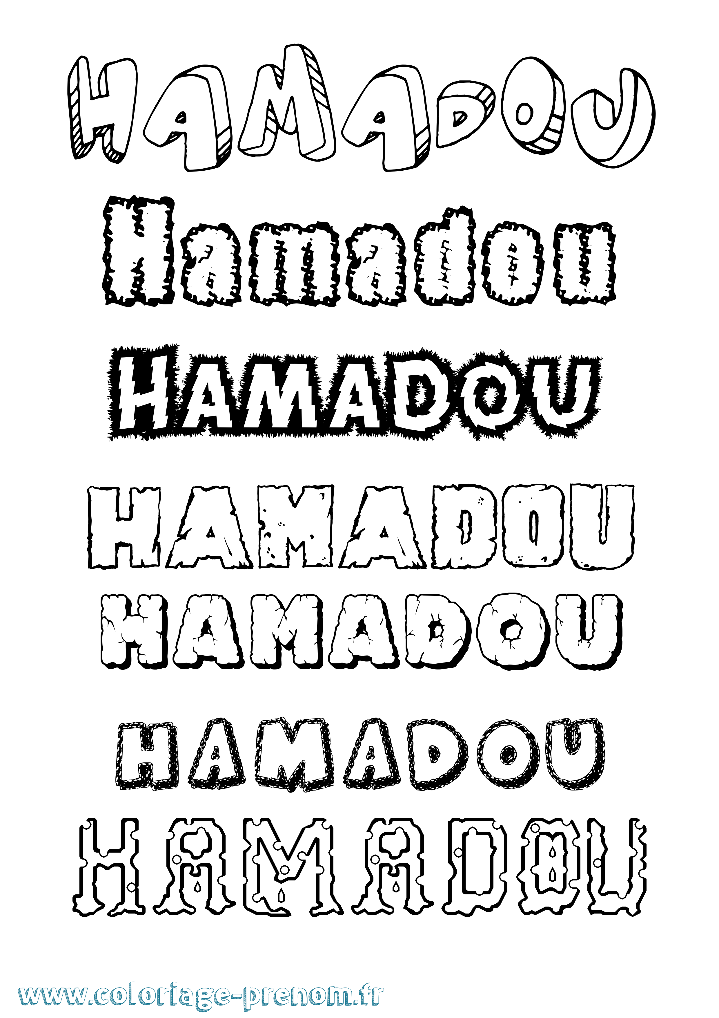 Coloriage prénom Hamadou Destructuré