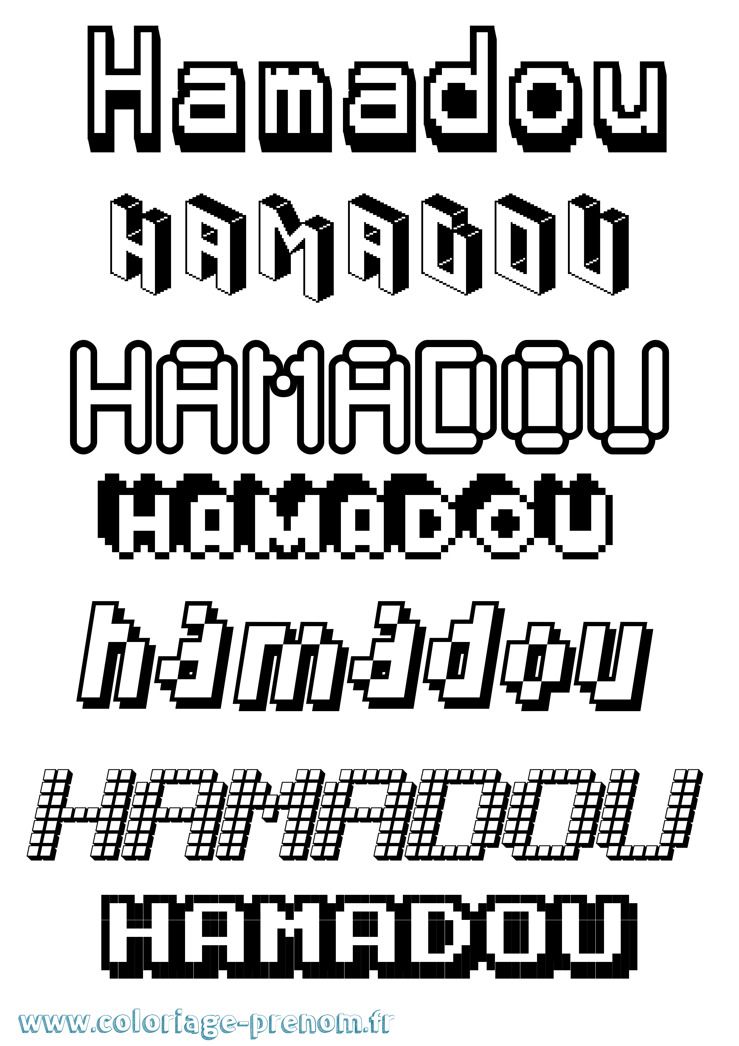 Coloriage prénom Hamadou Pixel