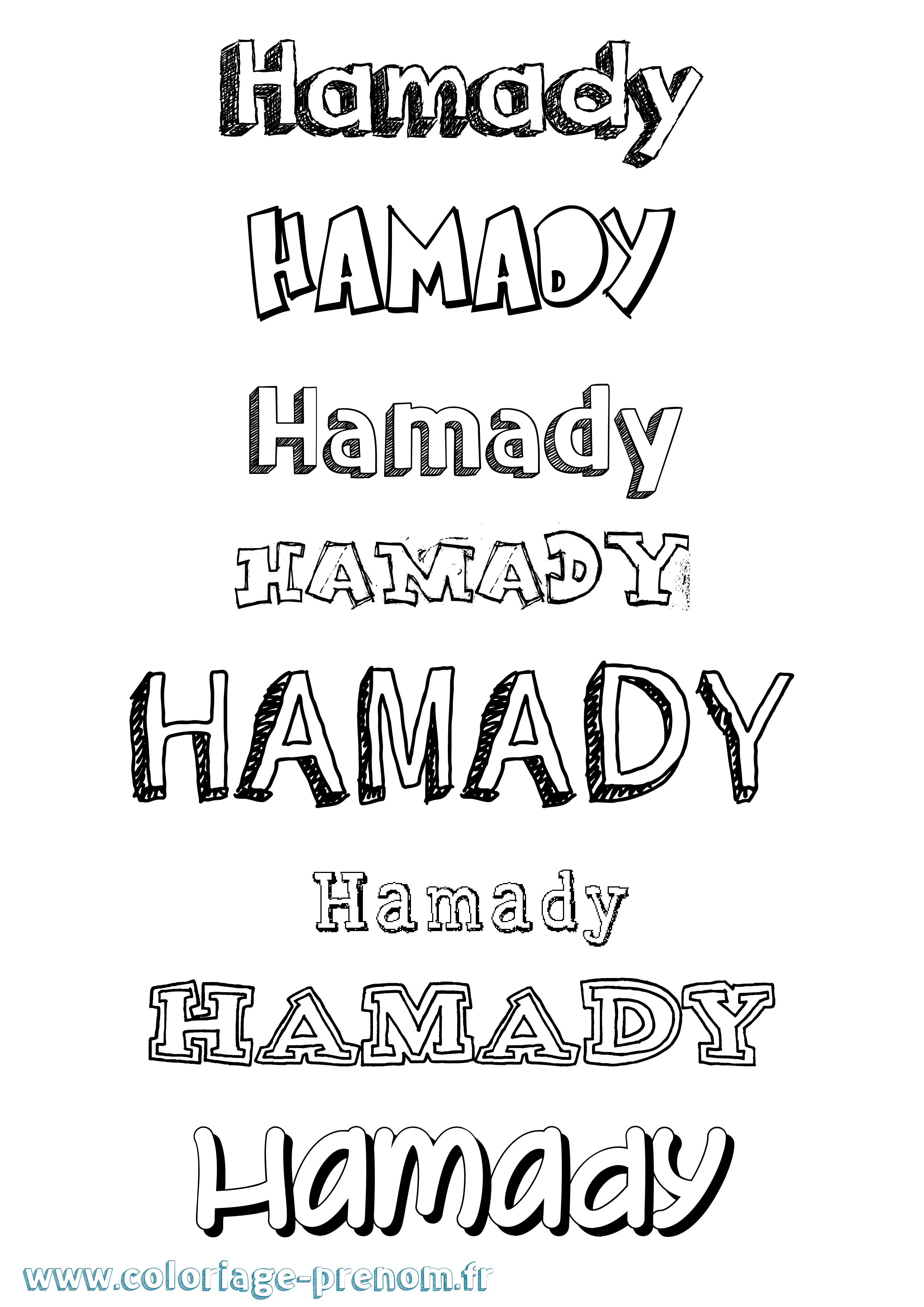 Coloriage Hamady Dessiné Coloriage prénom Hamady Dessiné