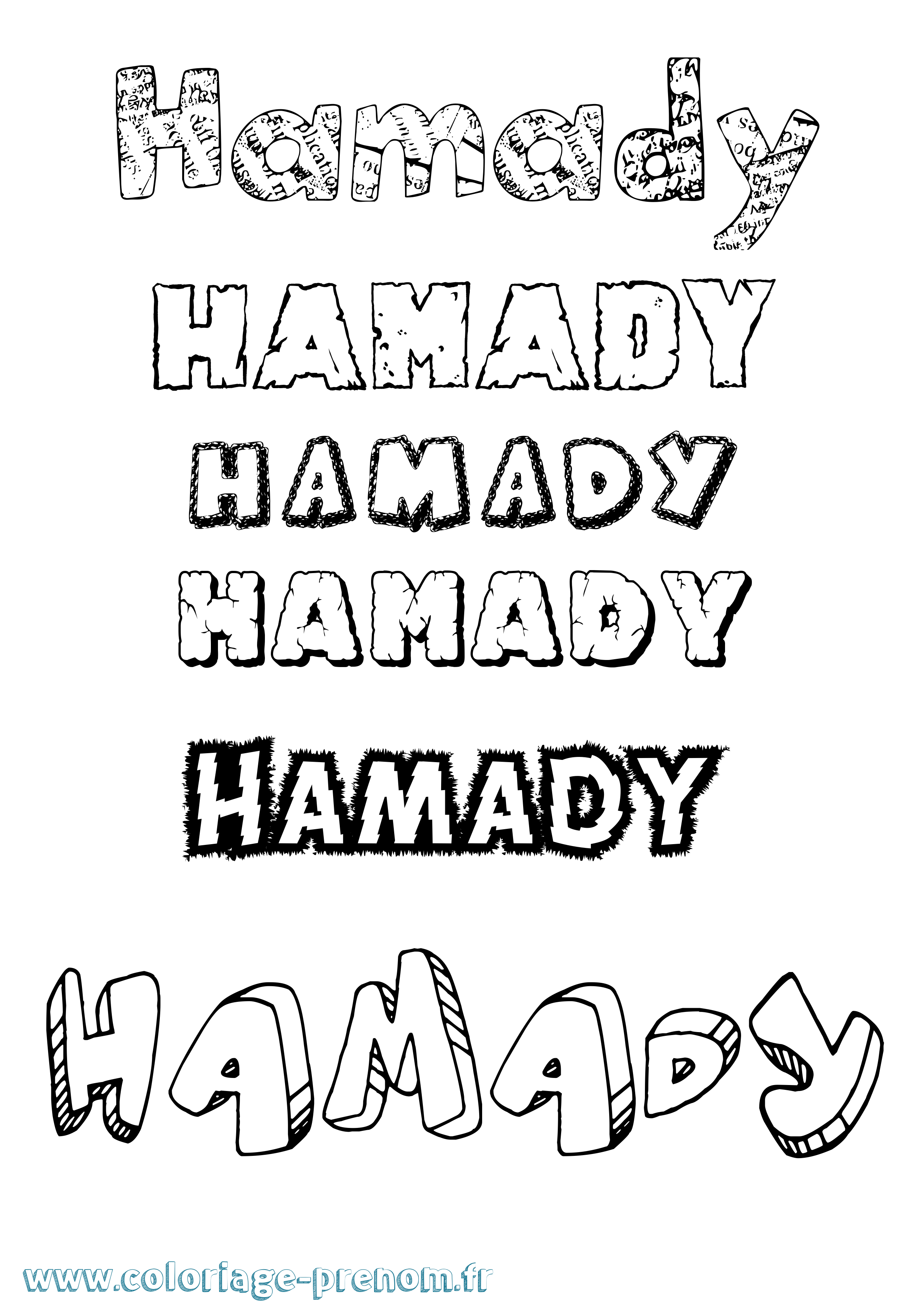 Coloriage prénom Hamady Destructuré
