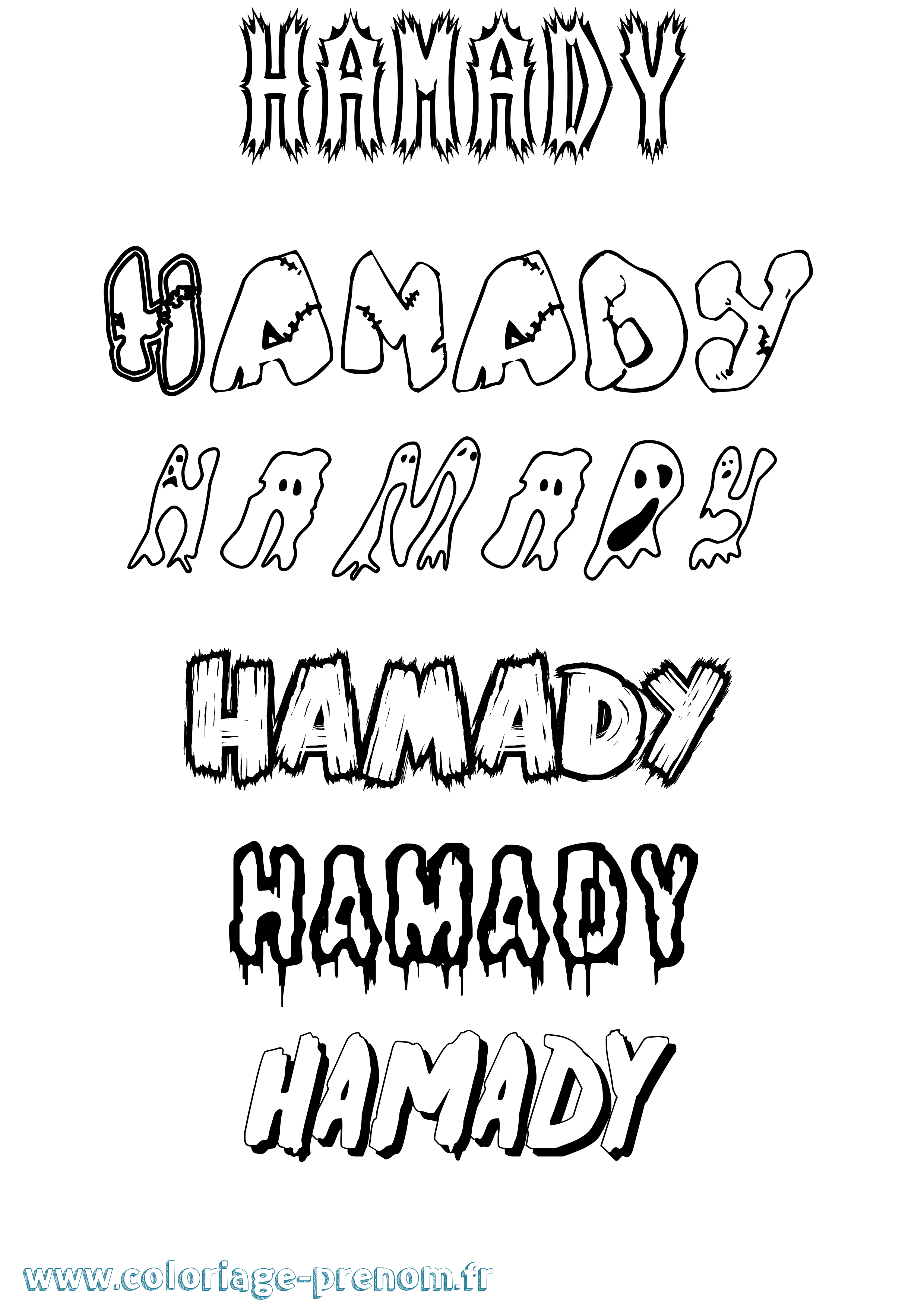 Coloriage prénom Hamady Frisson