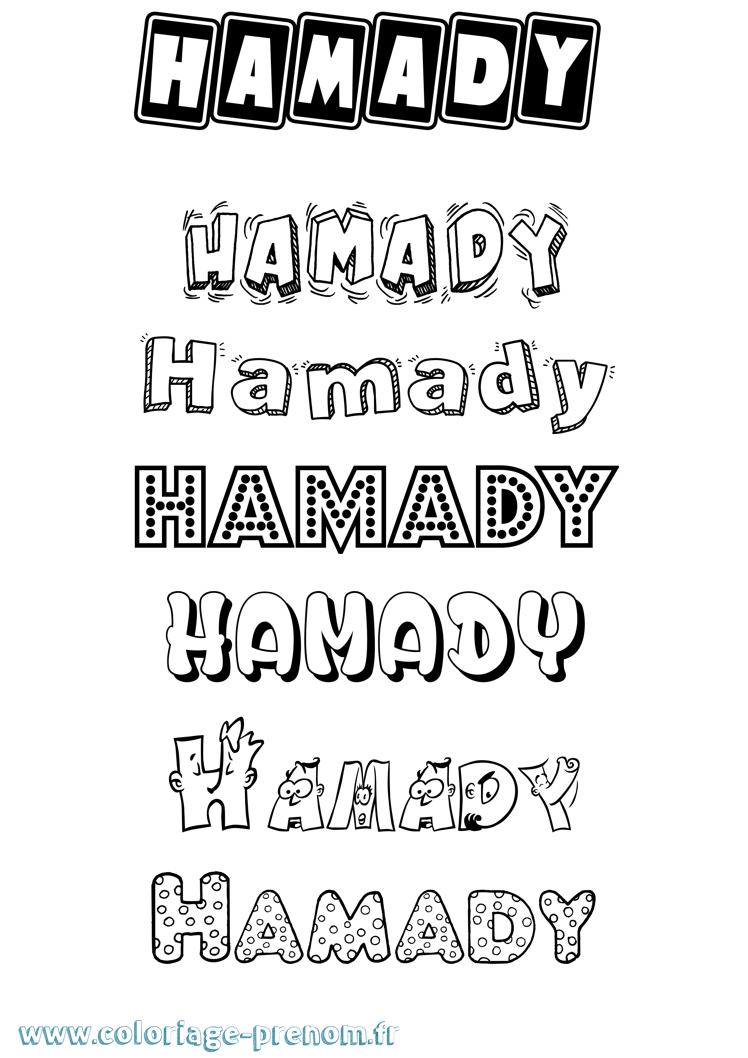 Coloriage prénom Hamady Fun