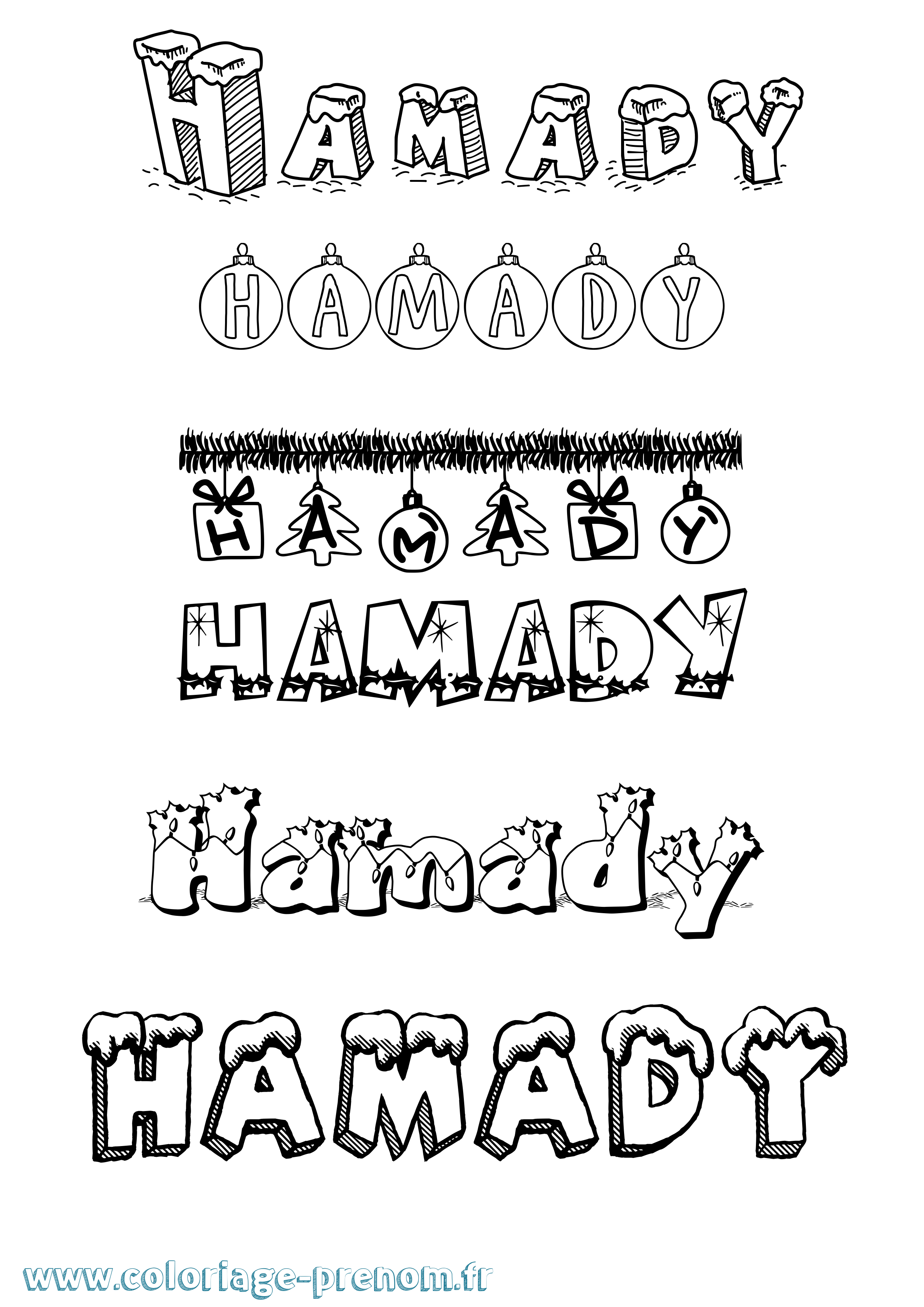 Coloriage Hamady Noël Coloriage prénom Hamady Noël