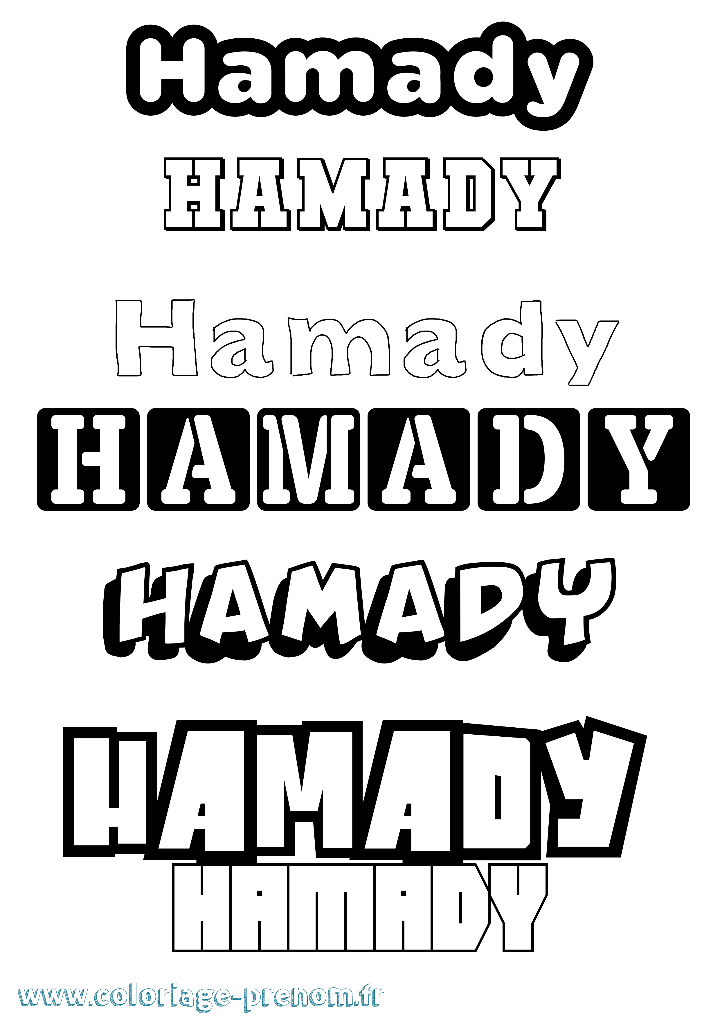 Coloriage prénom Hamady Simple