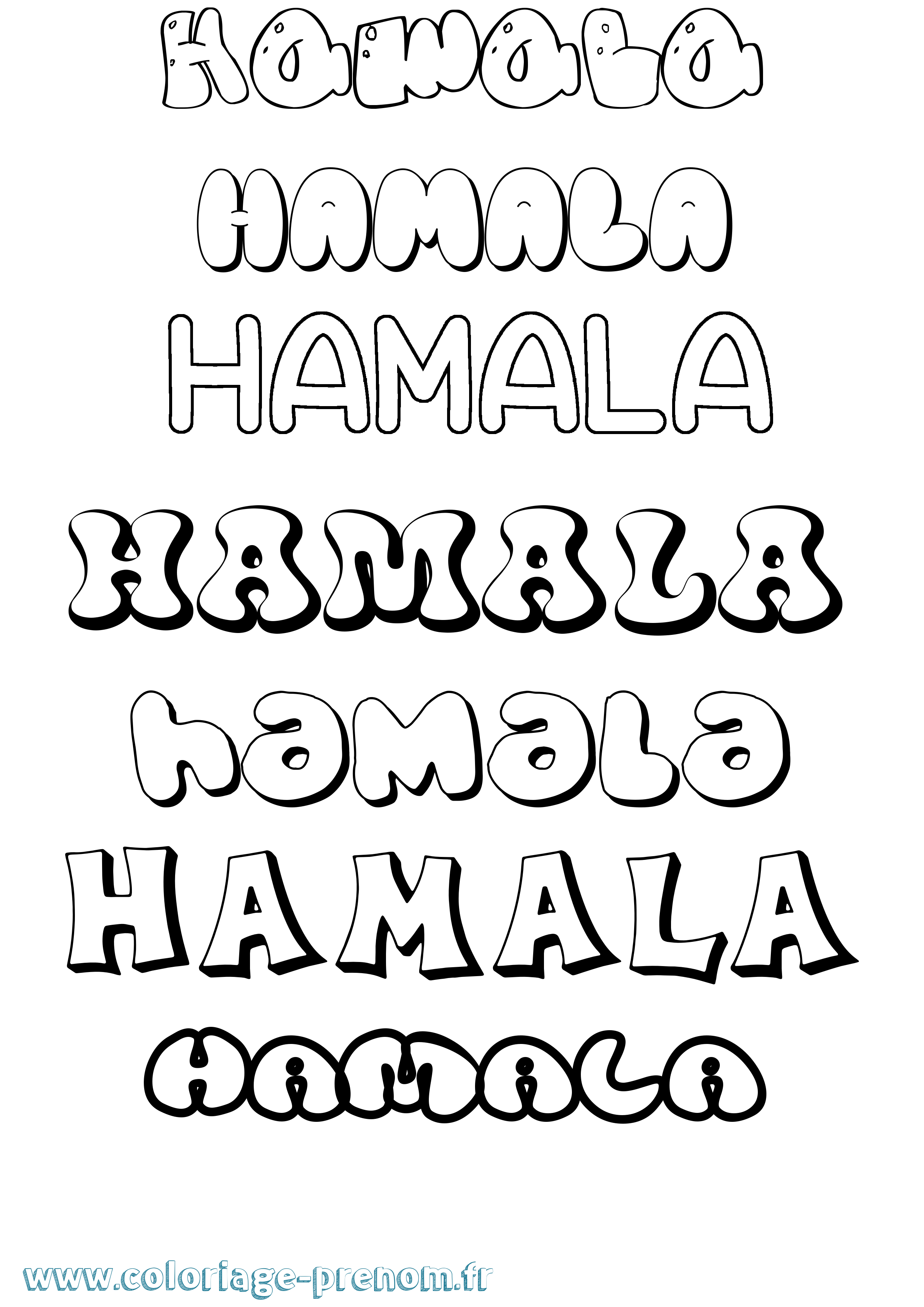 Coloriage prénom Hamala Bubble