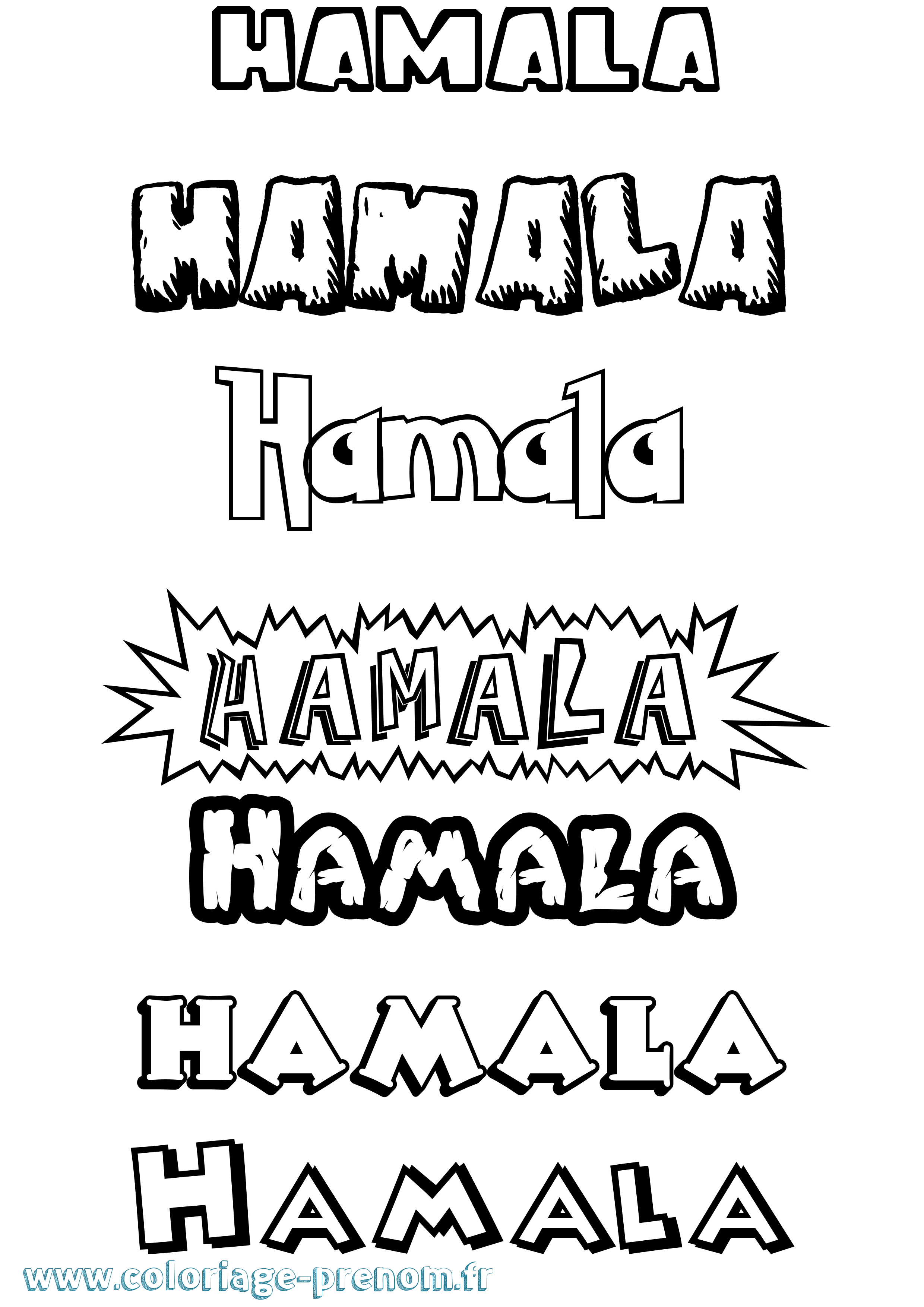 Coloriage prénom Hamala Dessin Animé