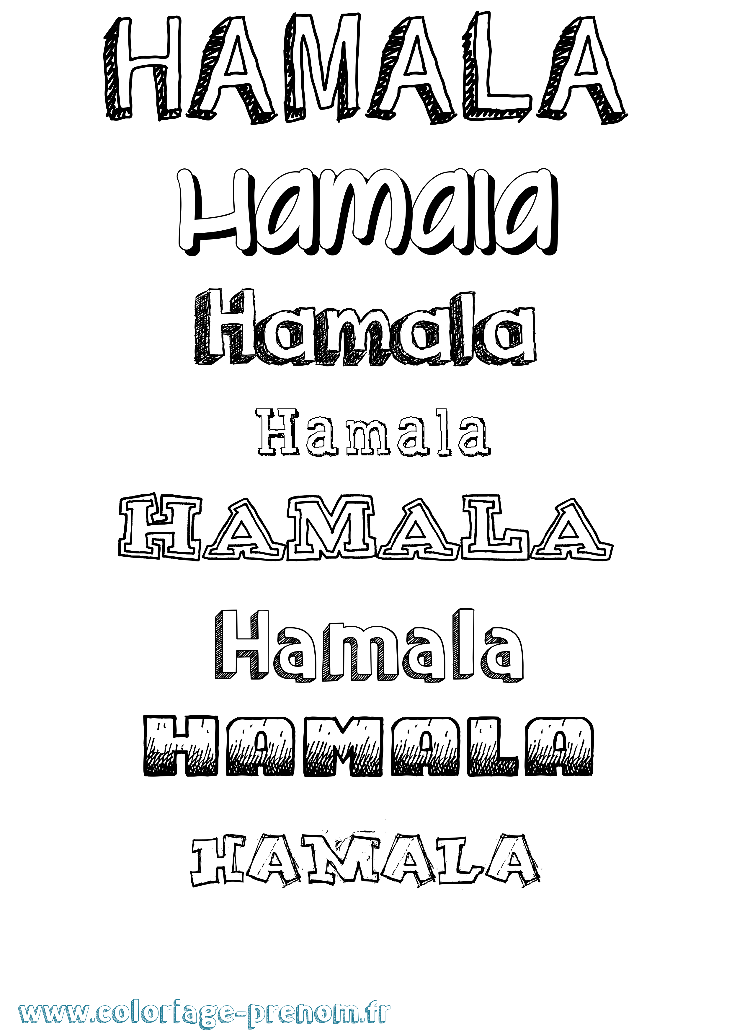 Coloriage prénom Hamala Dessiné