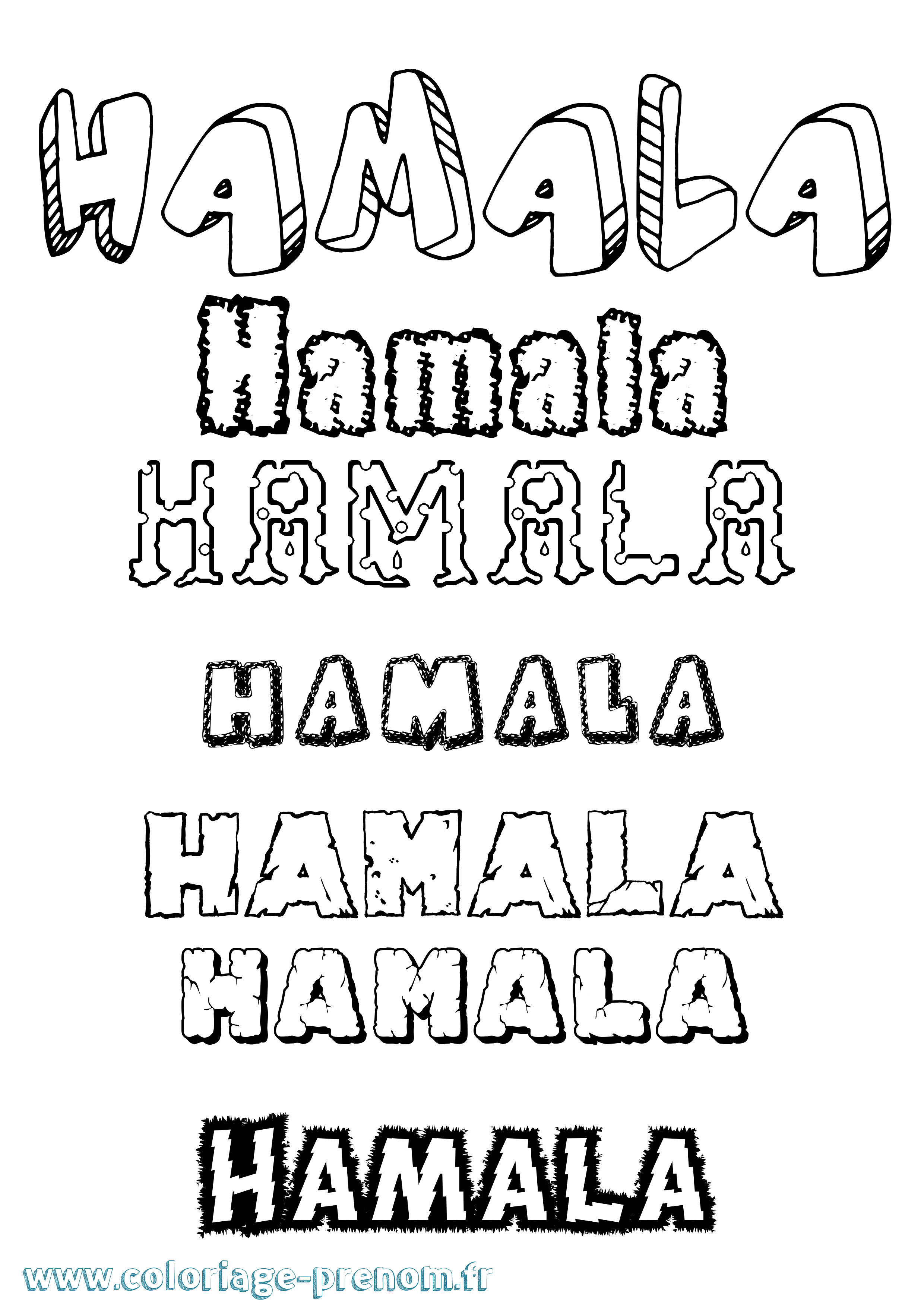 Coloriage prénom Hamala Destructuré