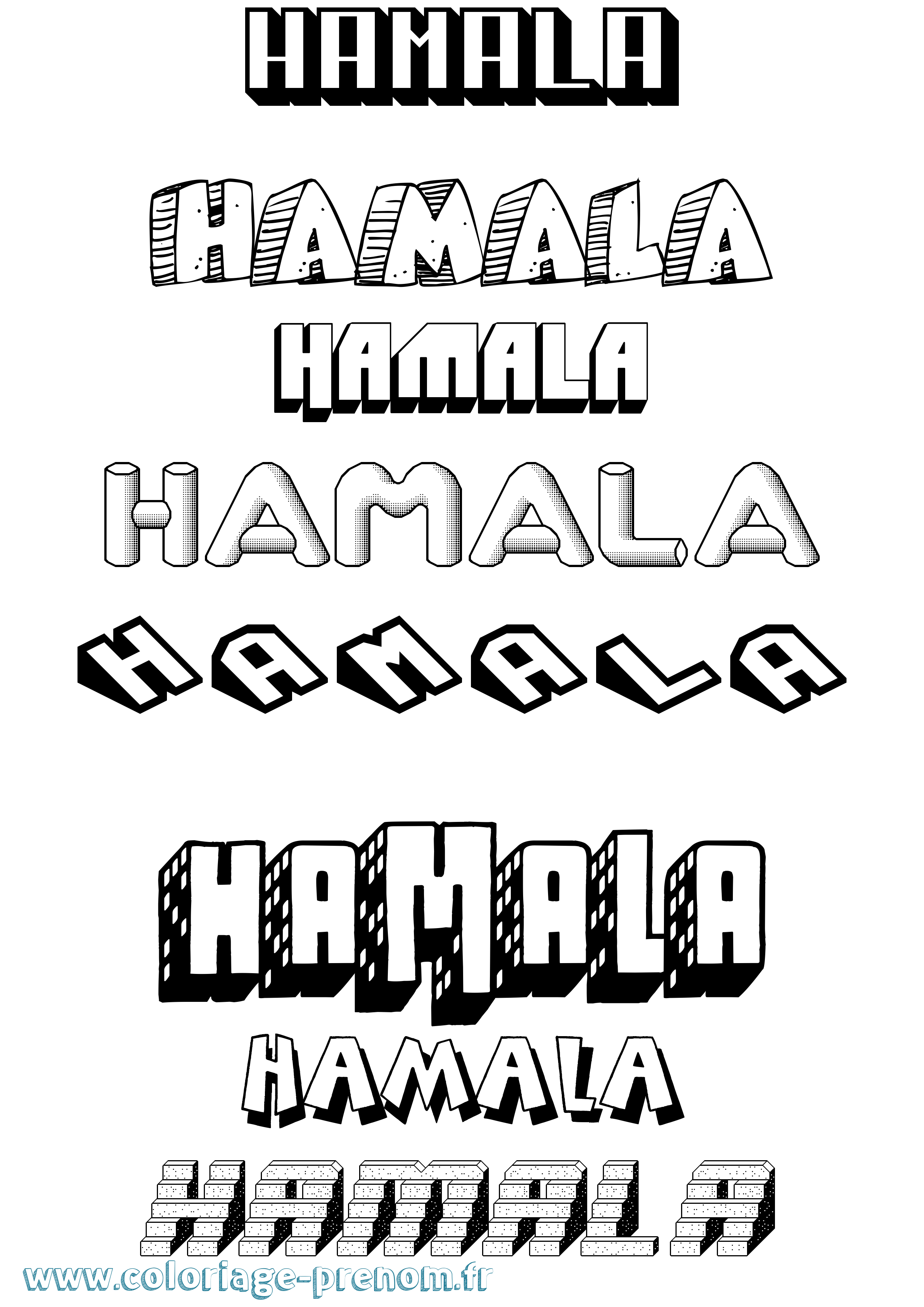 Coloriage Hamala Effet 3D Coloriage prénom Hamala Effet 3D
