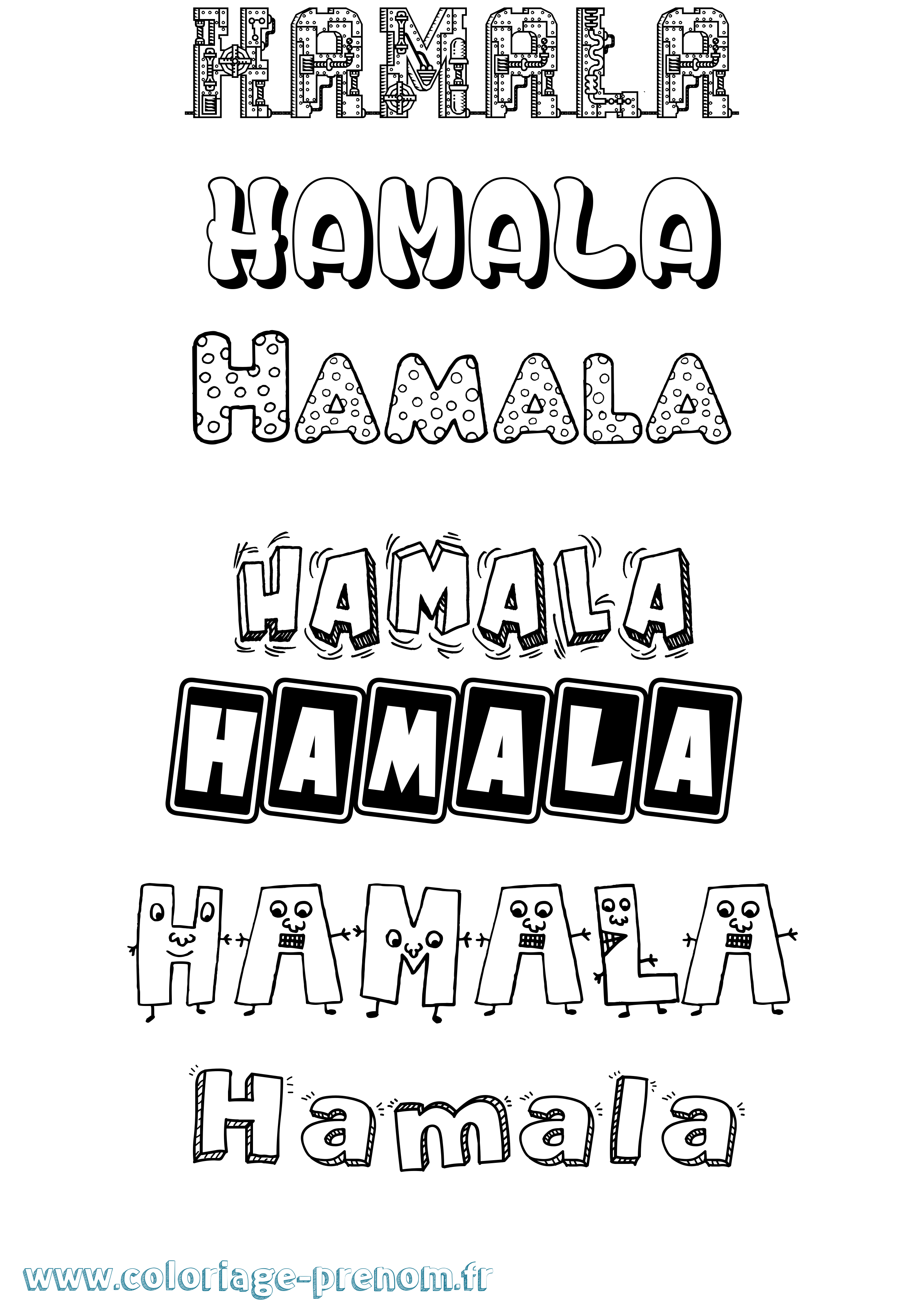 Coloriage prénom Hamala Fun