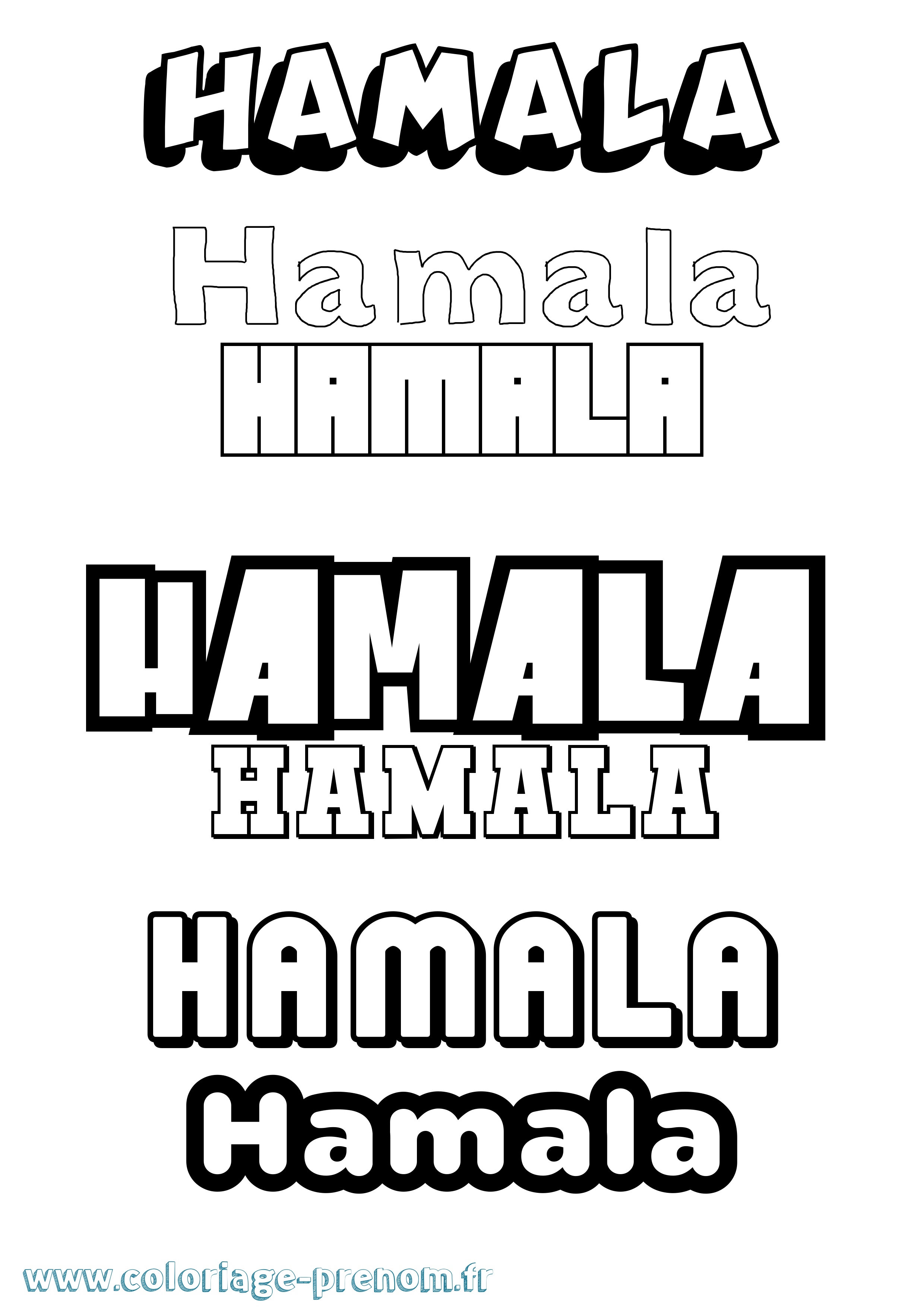 Coloriage prénom Hamala Simple