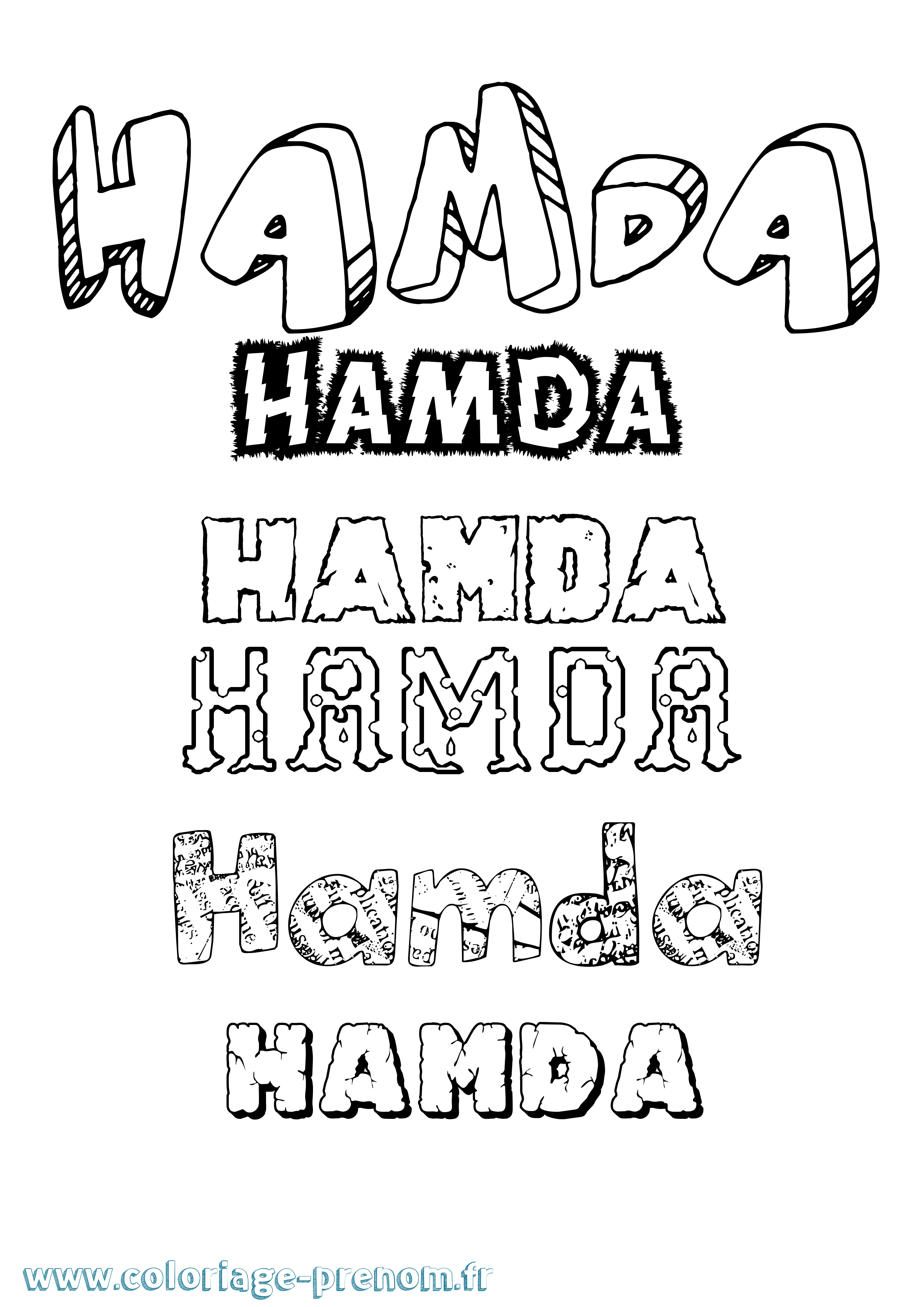 Coloriage prénom Hamda Destructuré