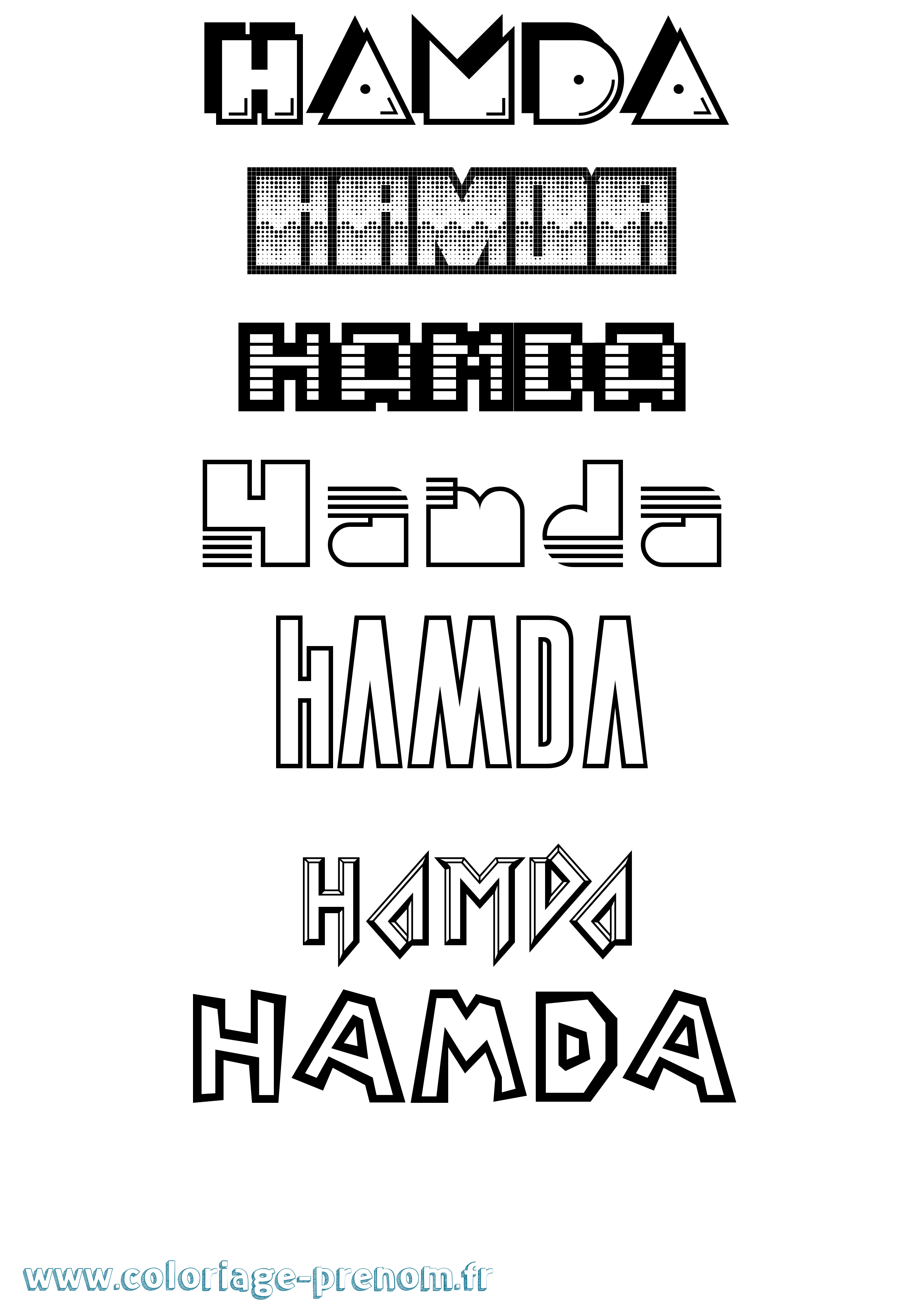 Coloriage prénom Hamda Jeux Vidéos