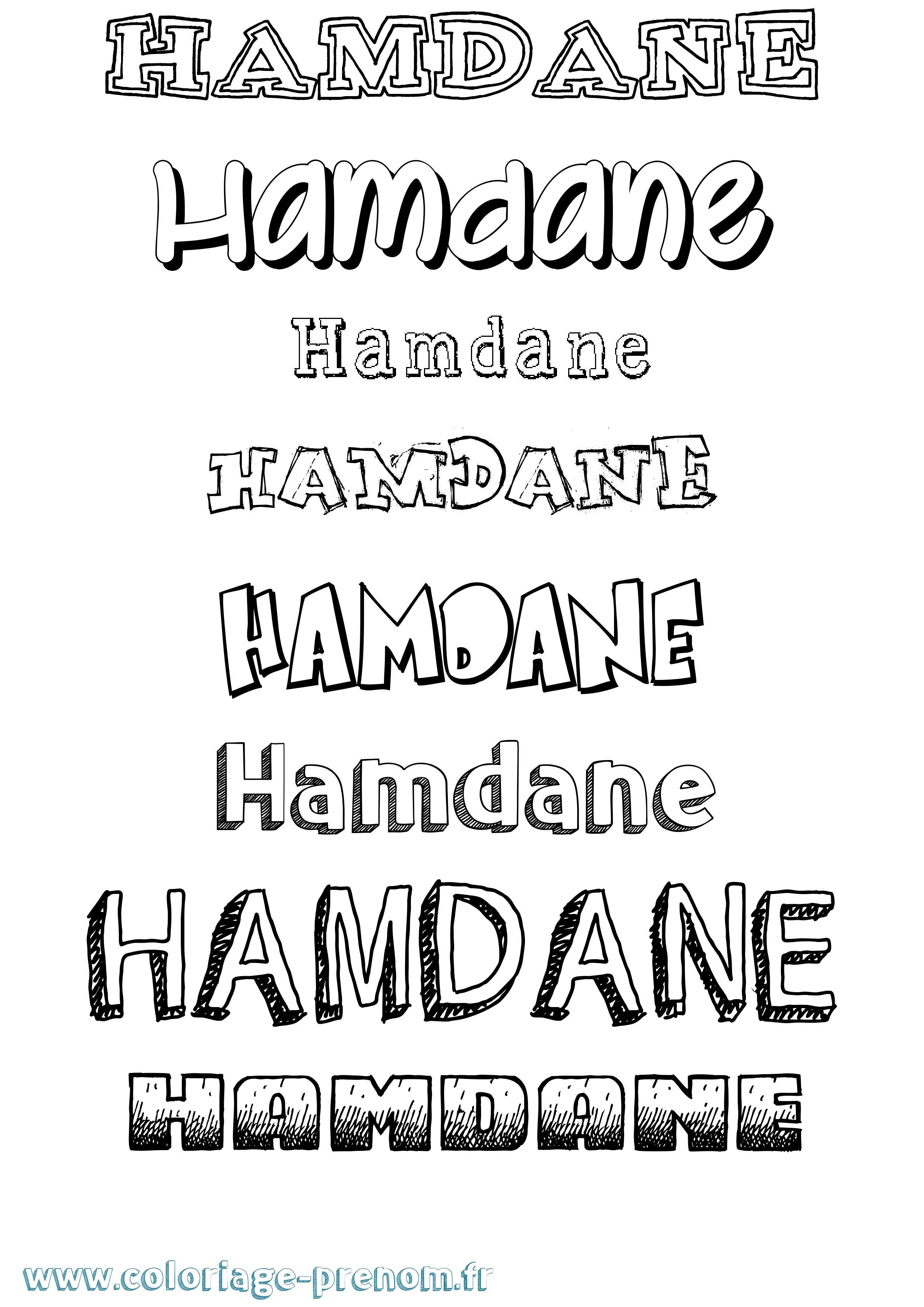 Coloriage prénom Hamdane Dessiné