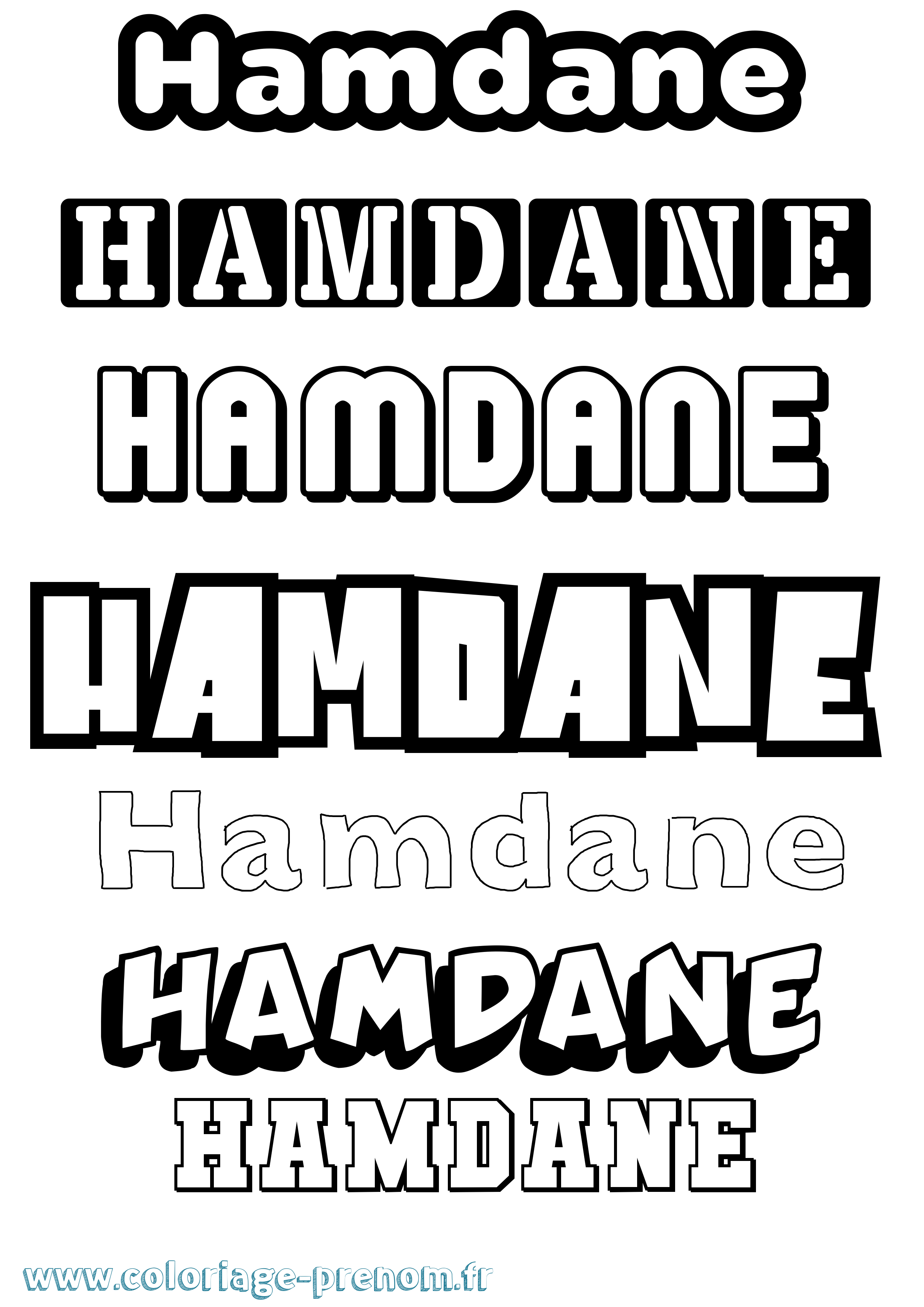 Coloriage prénom Hamdane Simple