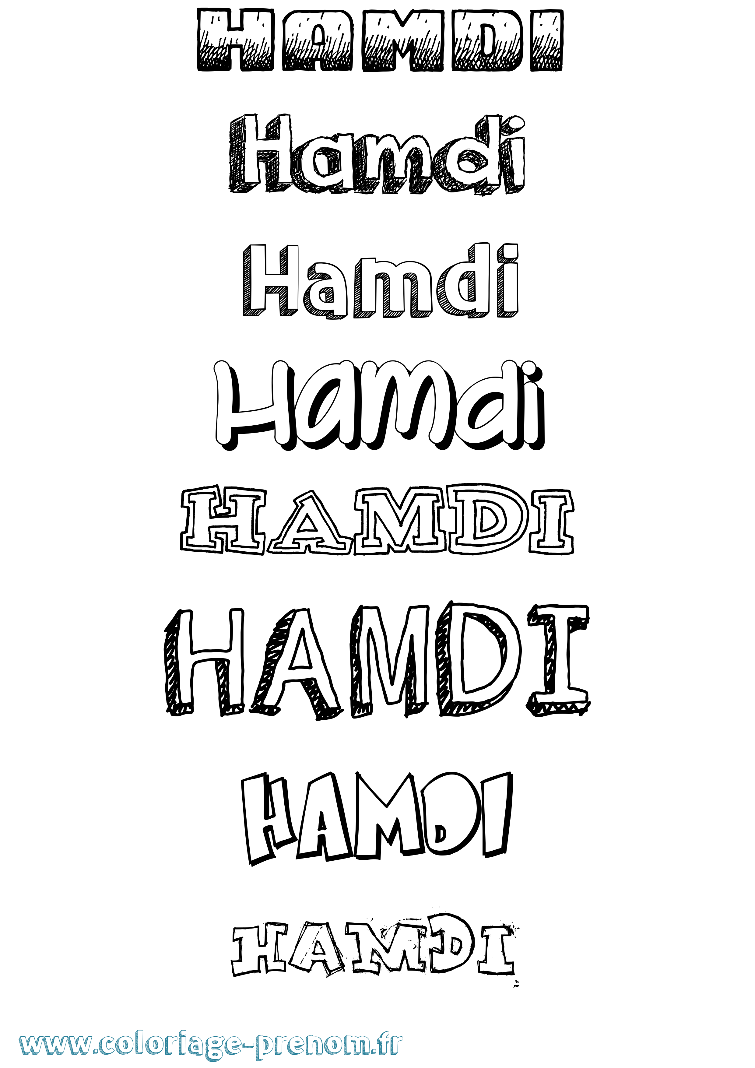 Coloriage Hamdi Dessiné Coloriage prénom Hamdi Dessiné