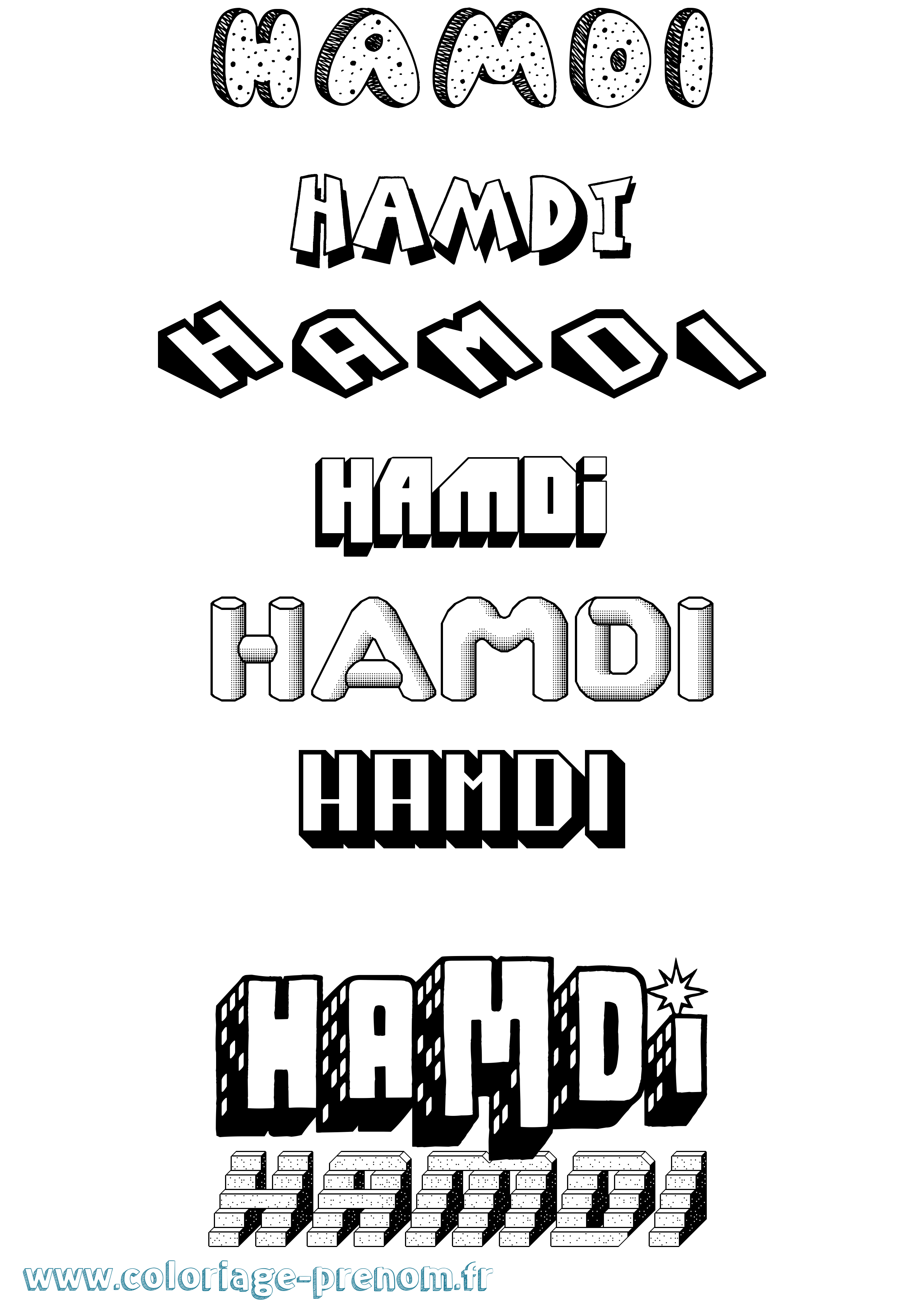 Coloriage Hamdi Effet 3D Coloriage prénom Hamdi Effet 3D