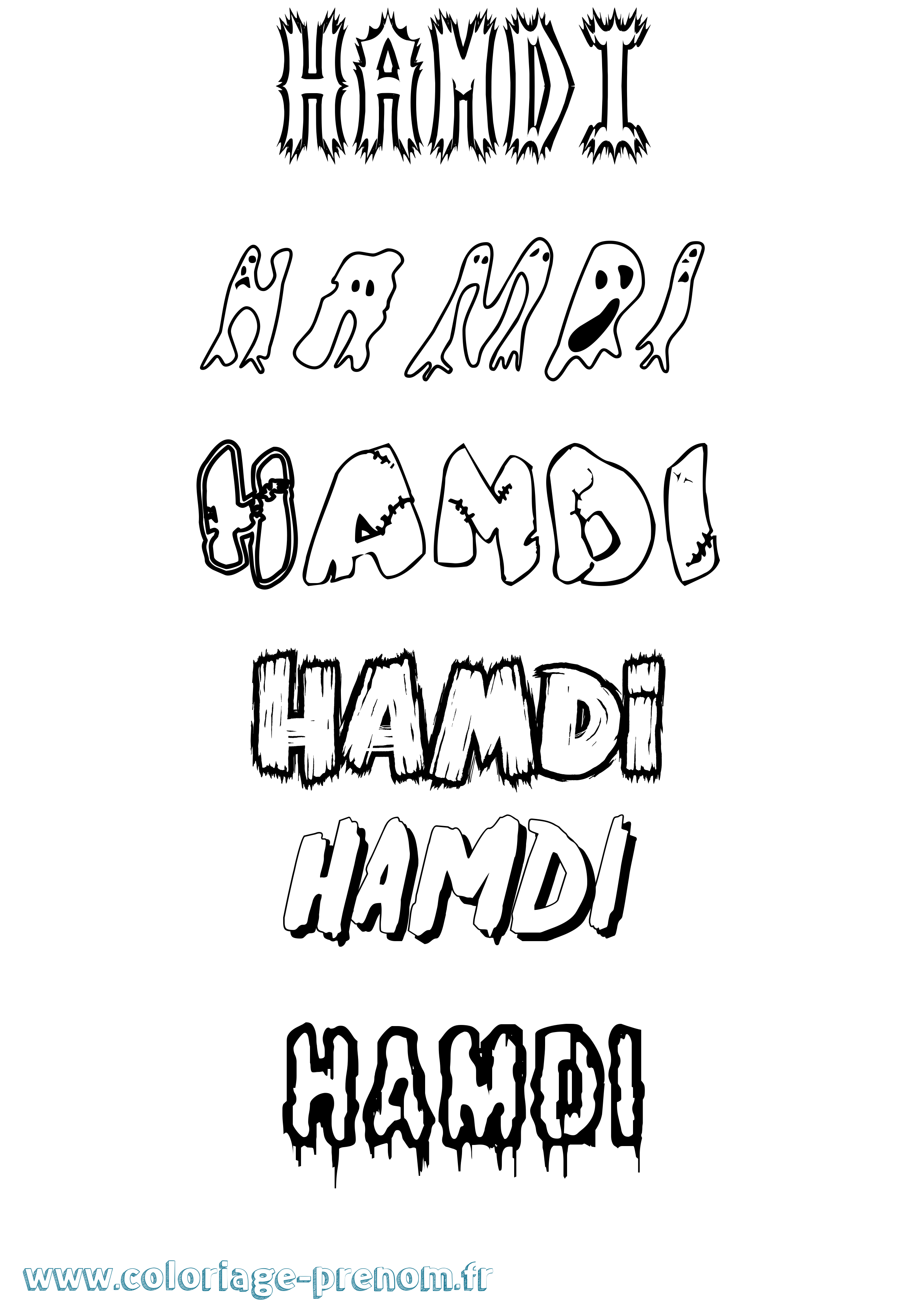 Coloriage Hamdi Frisson Coloriage prénom Hamdi Frisson