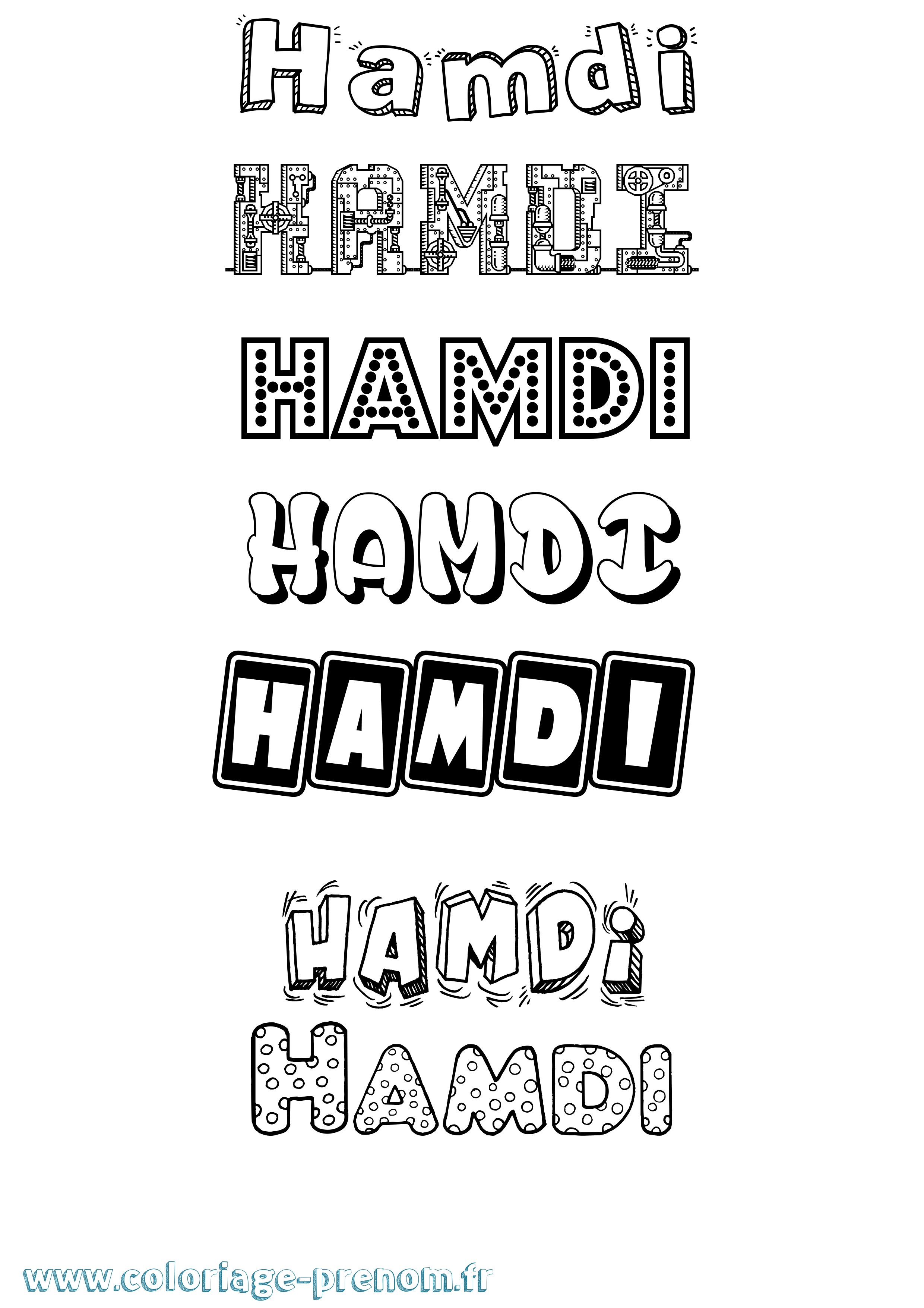 Coloriage Hamdi Fun Coloriage prénom Hamdi Fun