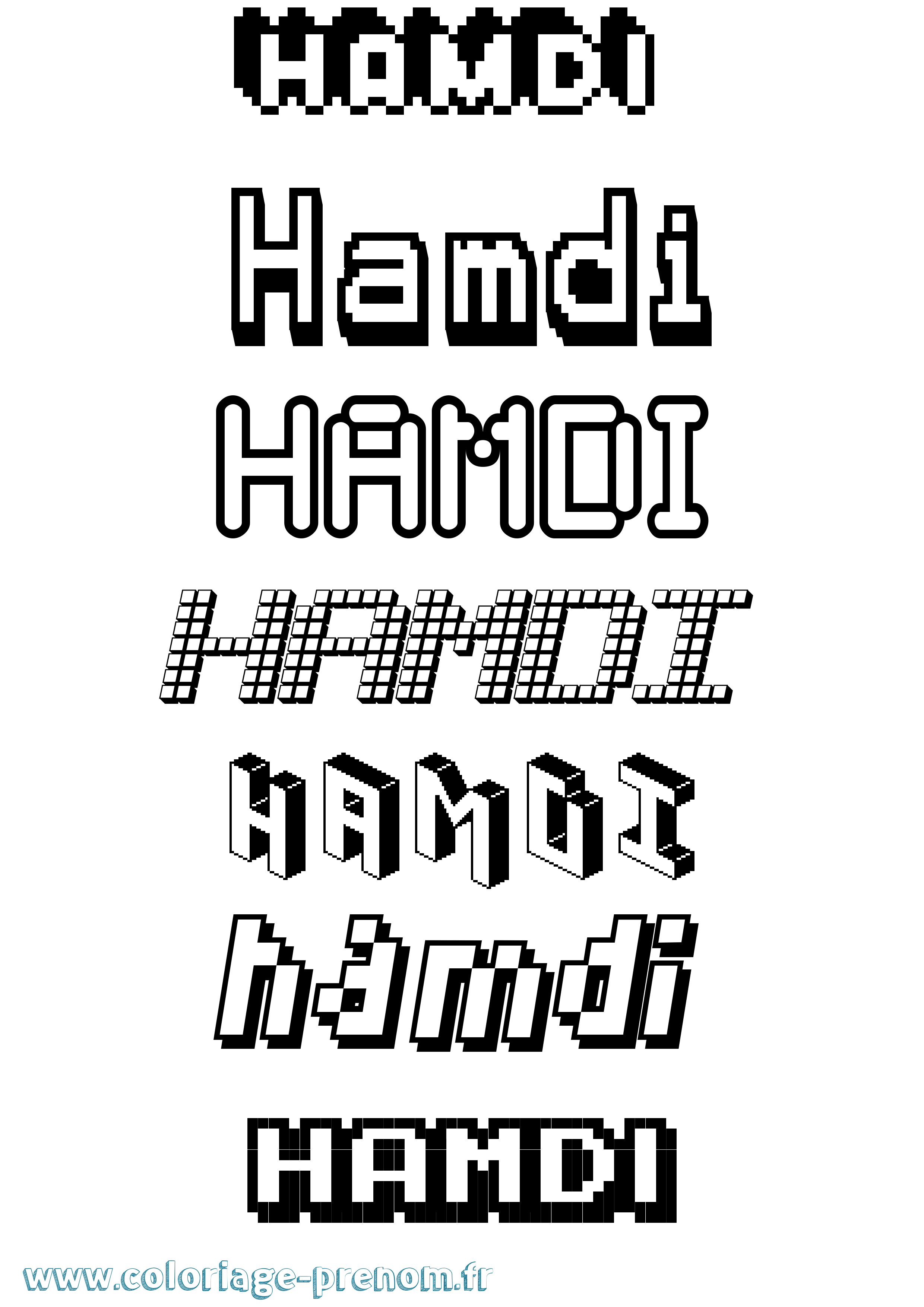 Coloriage Hamdi Pixel Coloriage prénom Hamdi Pixel