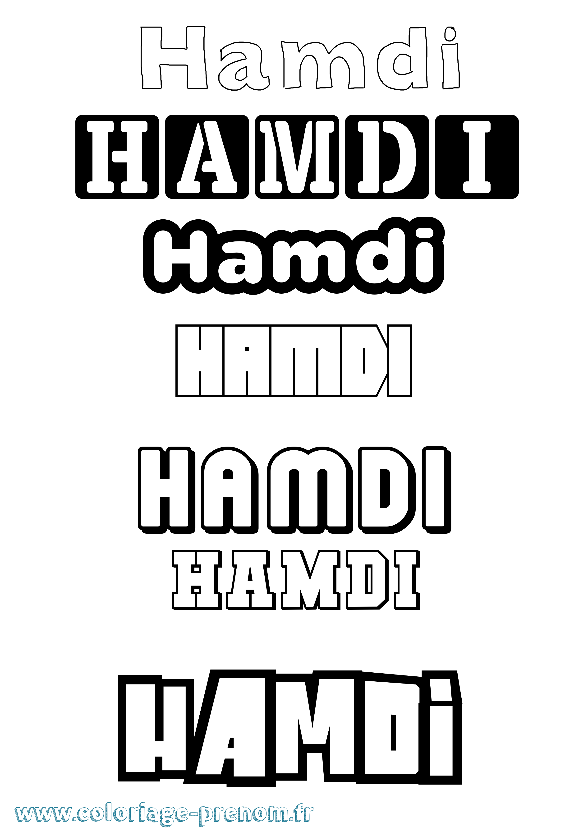 Coloriage Hamdi Simple Coloriage prénom Hamdi Simple