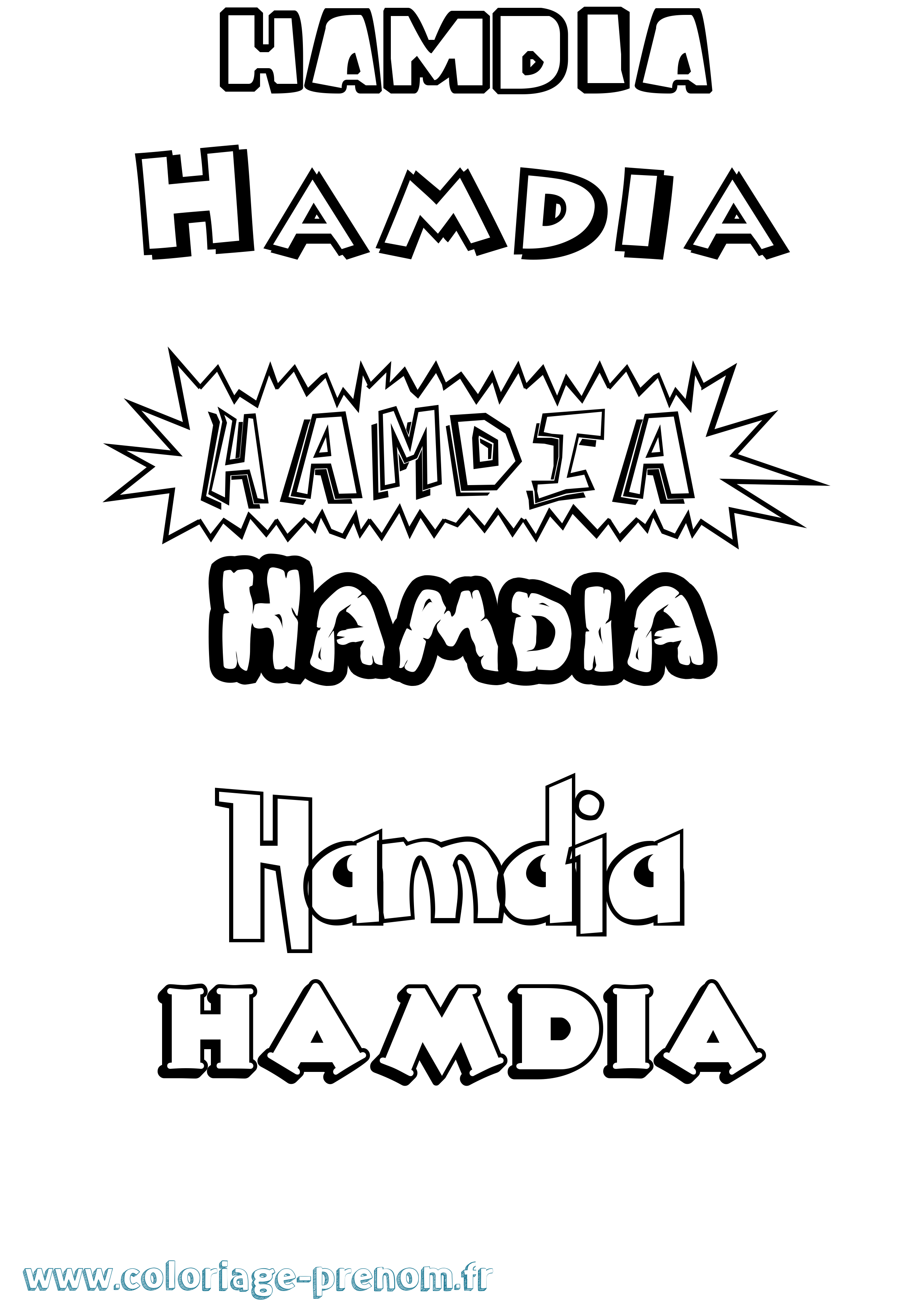 Coloriage Hamdia Dessin Animé Coloriage prénom Hamdia Dessin Animé