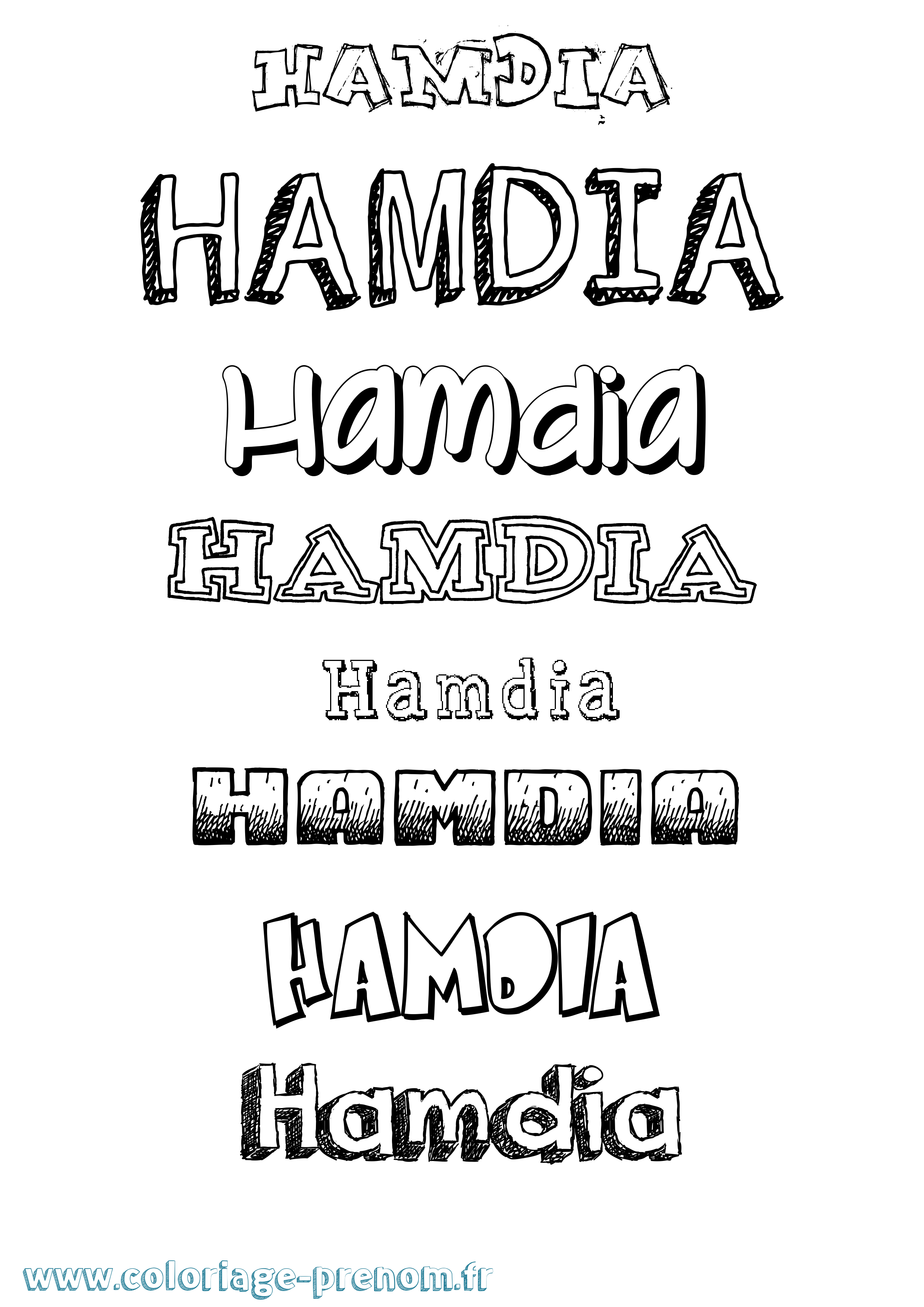 Coloriage prénom Hamdia Dessiné