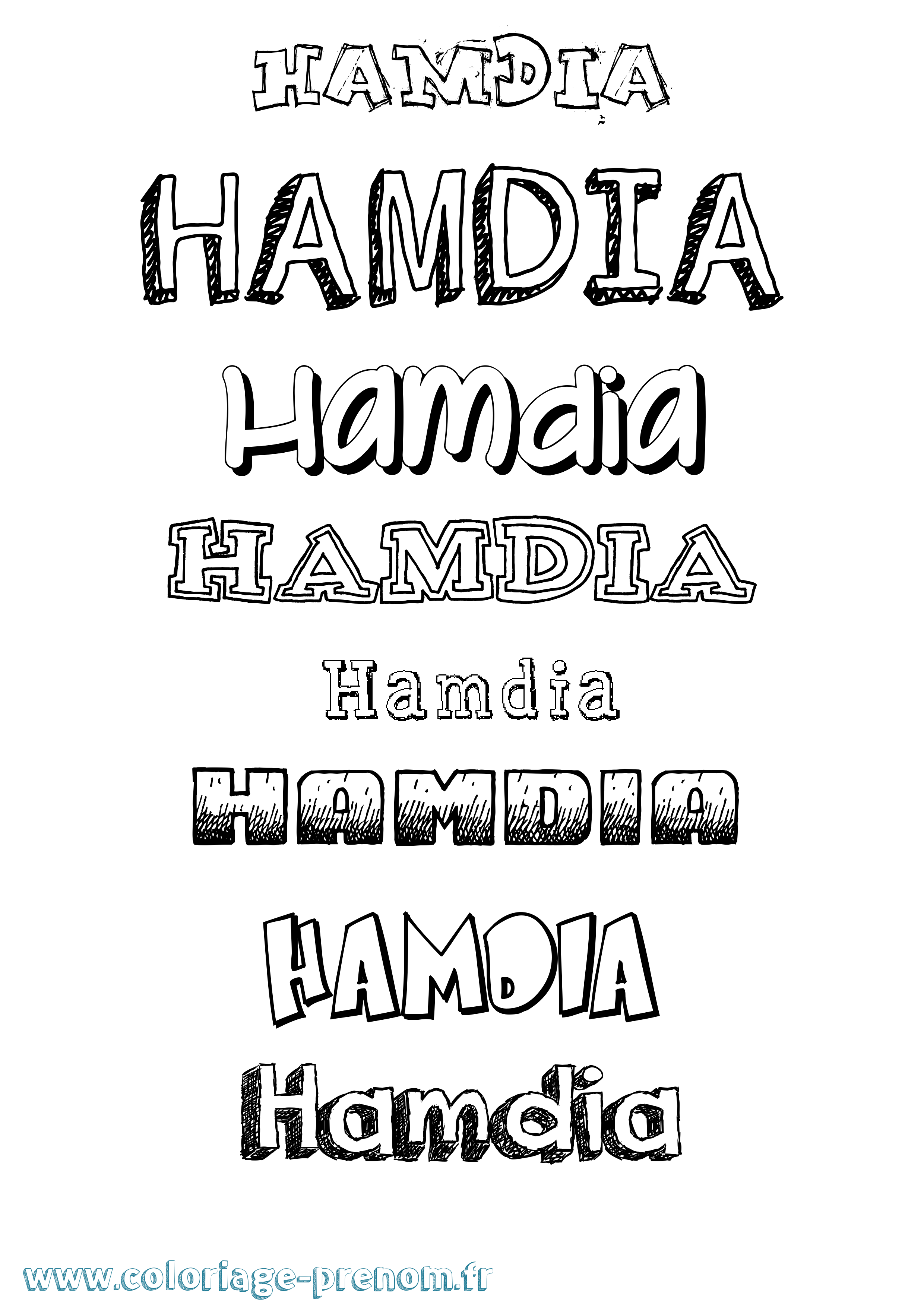 Coloriage Hamdia Dessiné Coloriage prénom Hamdia Dessiné