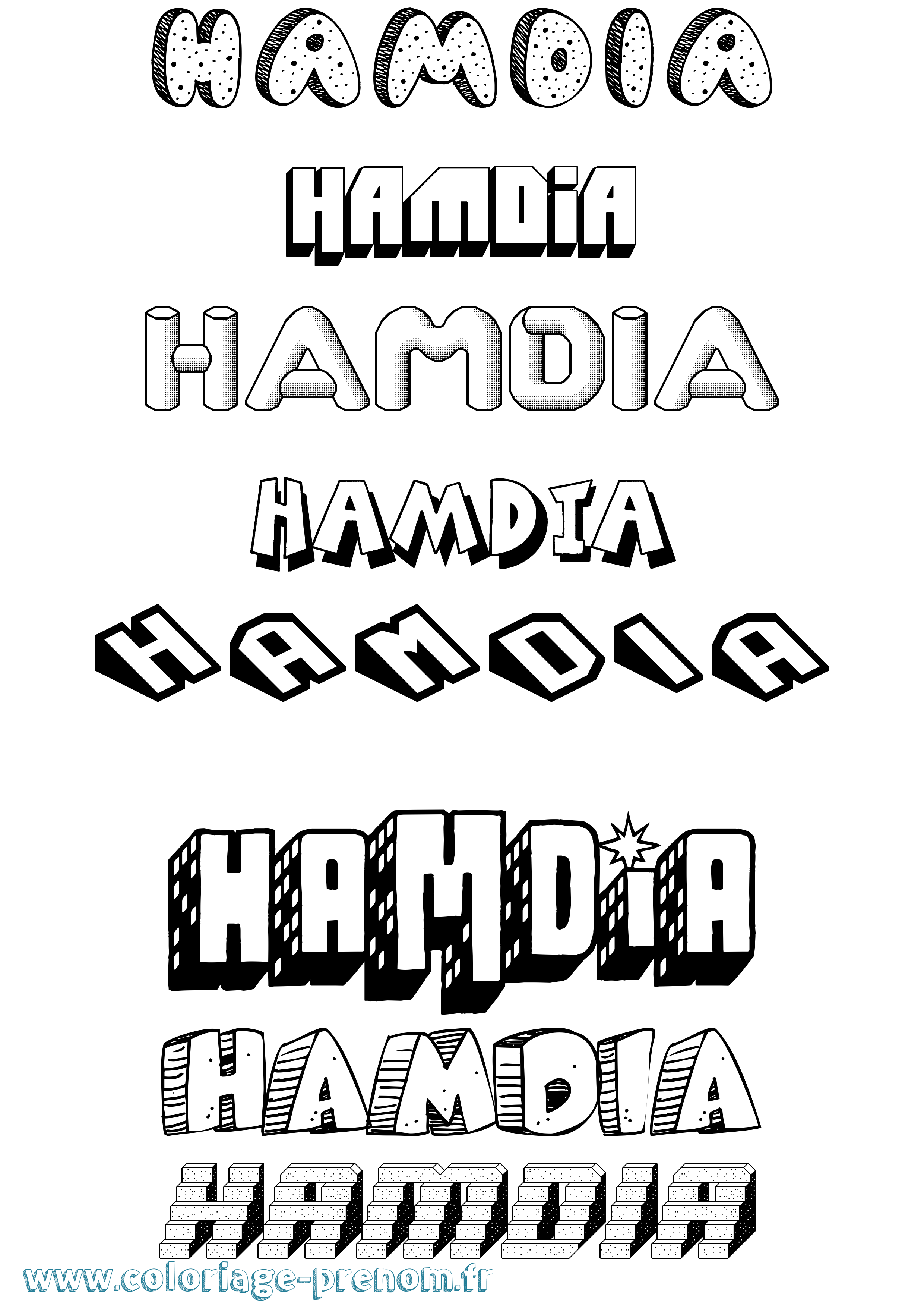 Coloriage prénom Hamdia Effet 3D