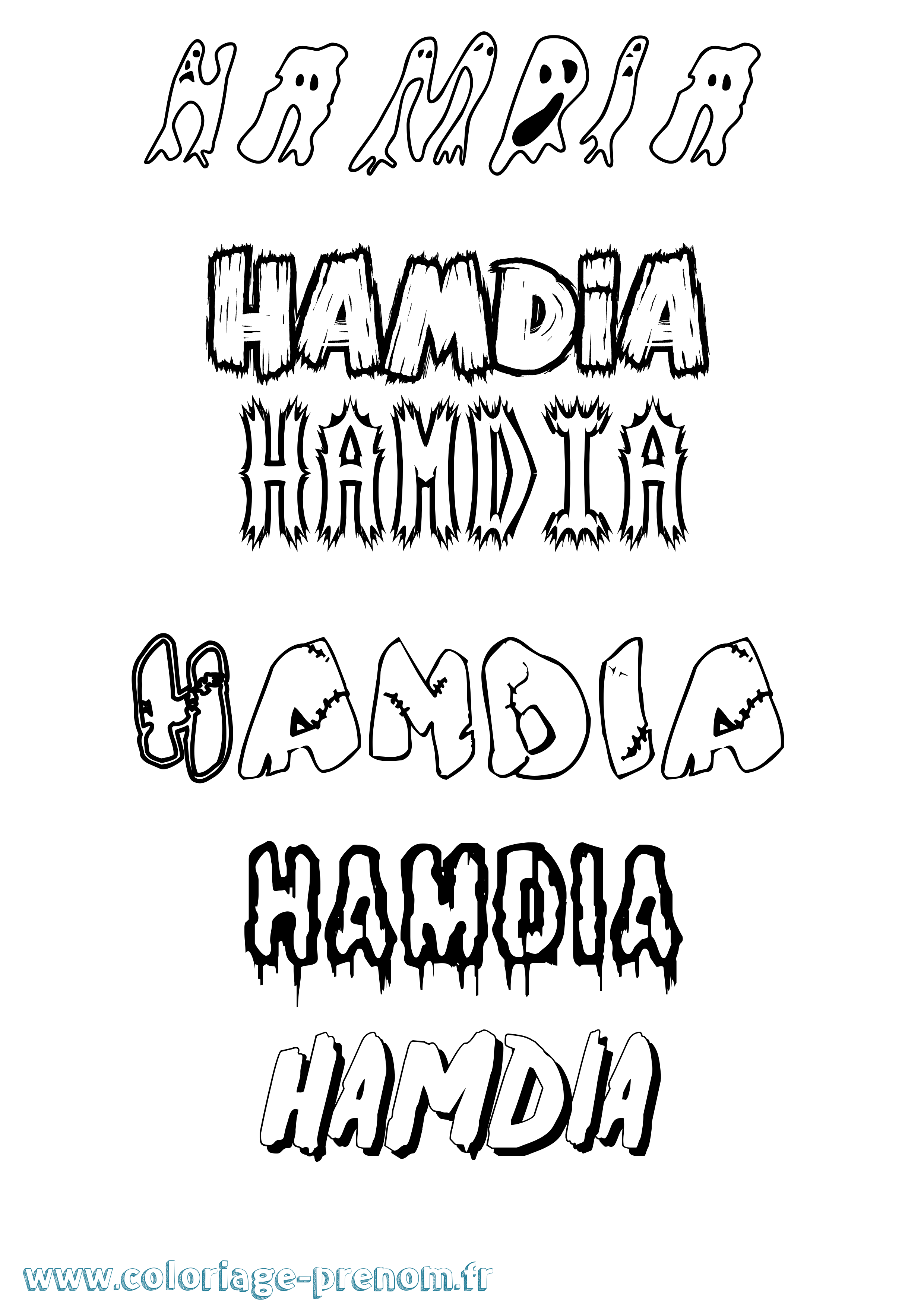 Coloriage Hamdia Frisson Coloriage prénom Hamdia Frisson