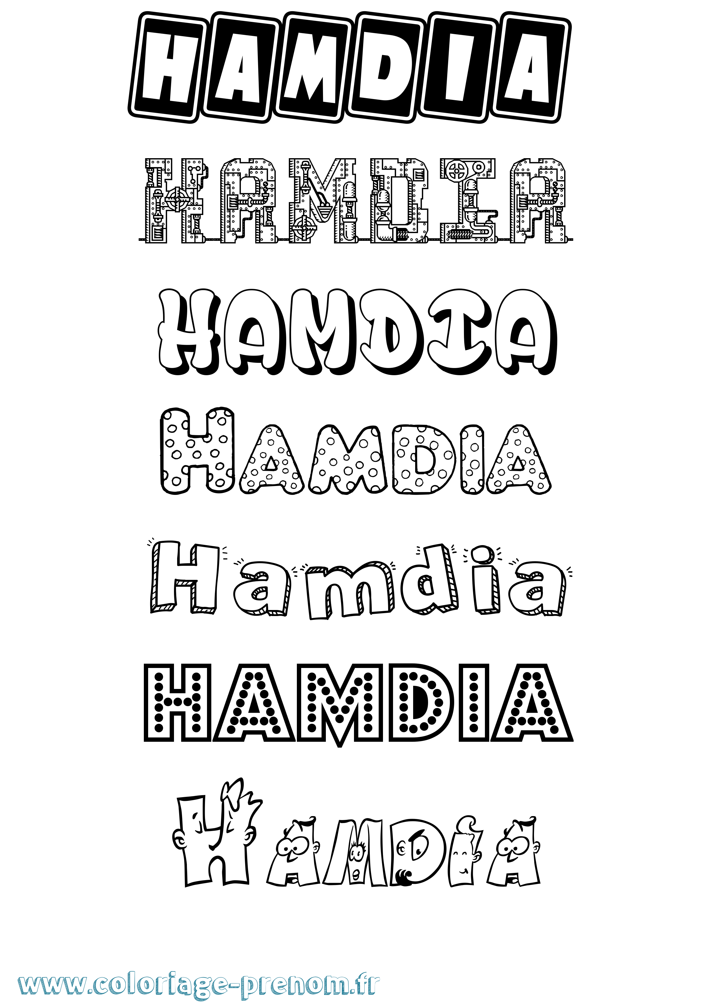 Coloriage Hamdia Fun Coloriage prénom Hamdia Fun