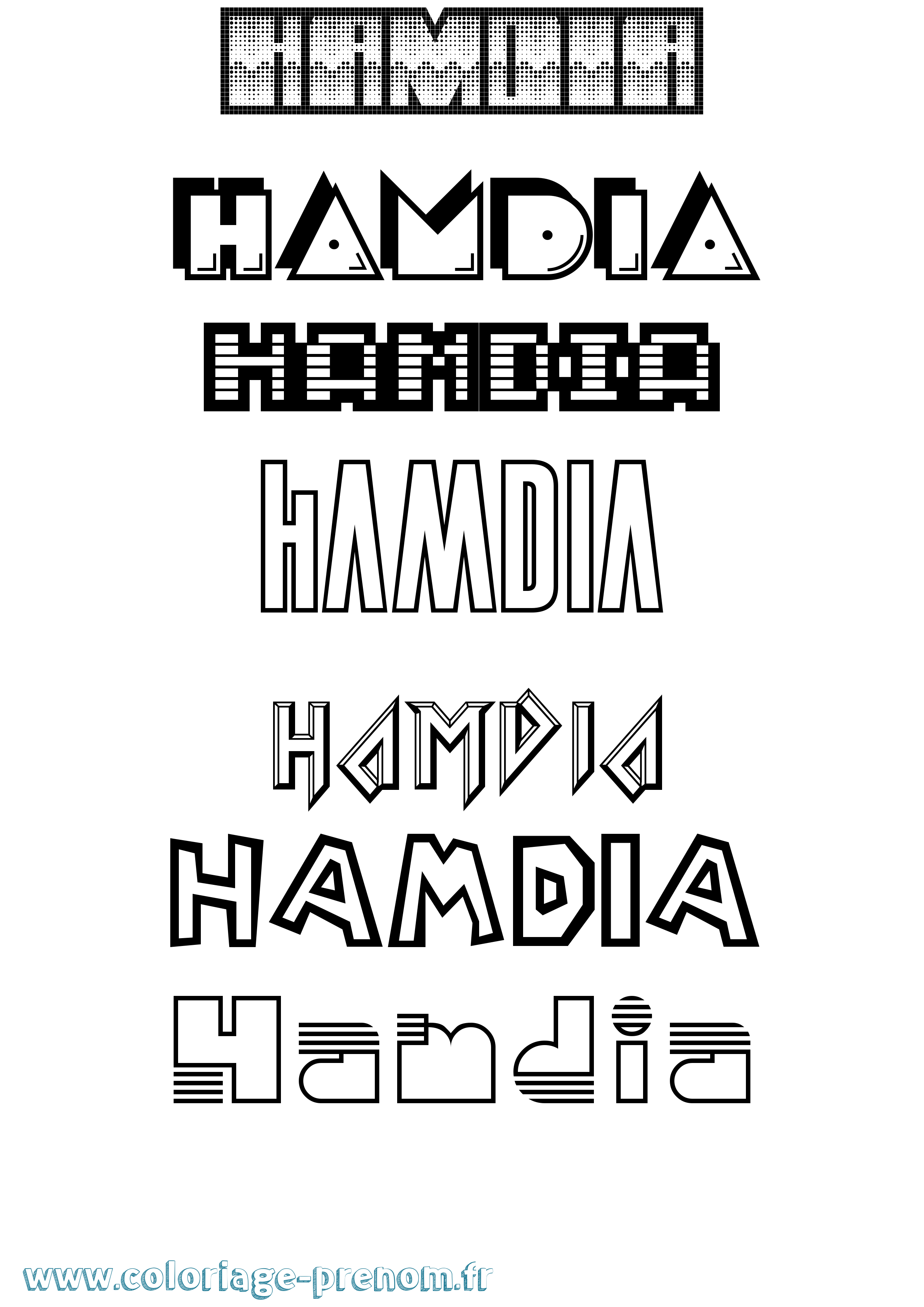 Coloriage prénom Hamdia Jeux Vidéos