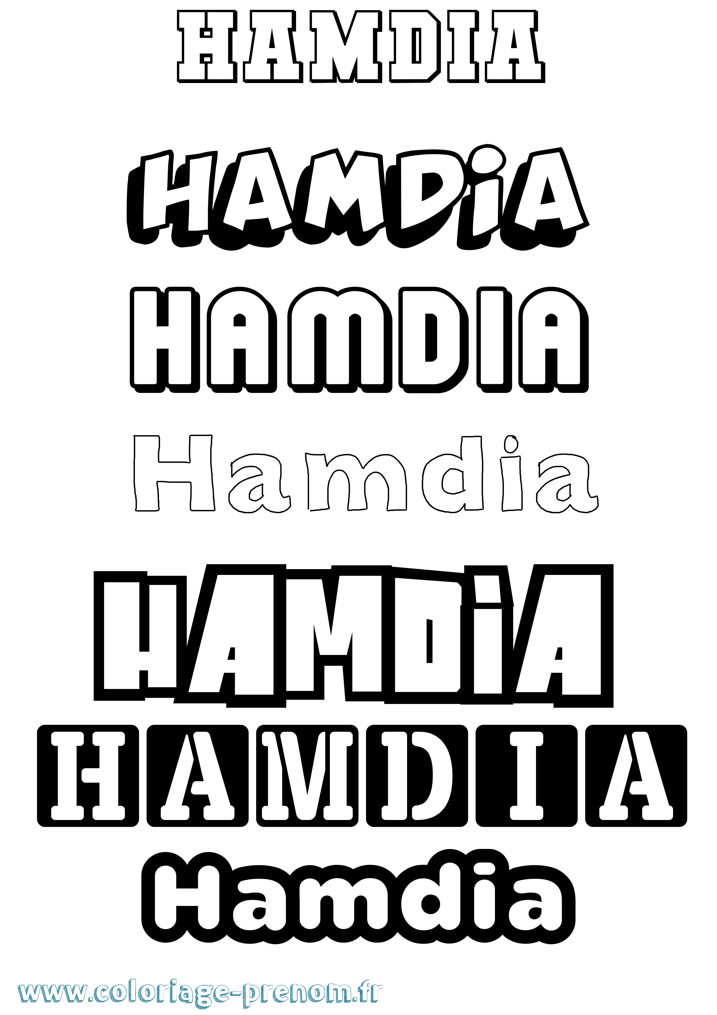Coloriage prénom Hamdia Simple