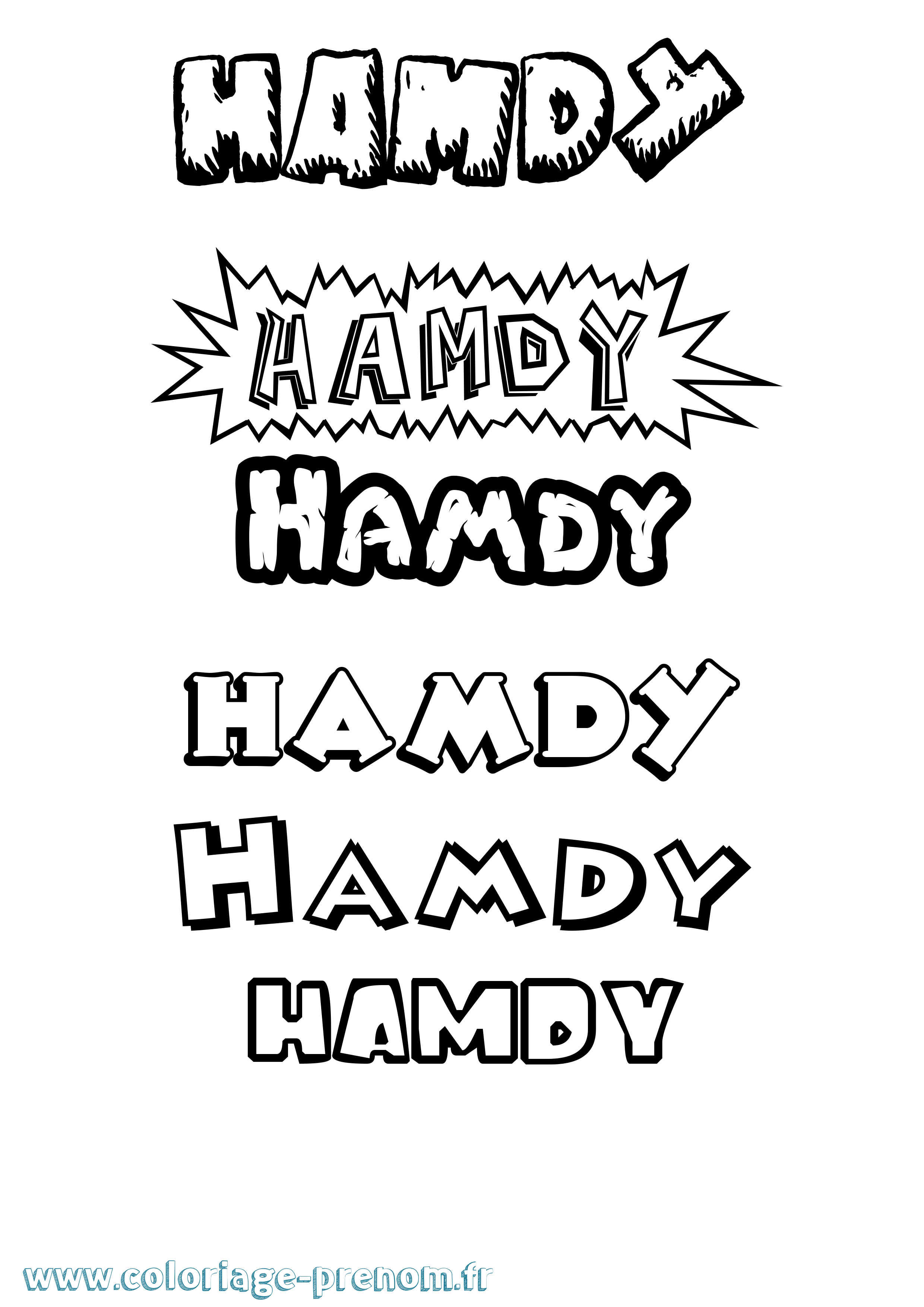 Coloriage prénom Hamdy Dessin Animé
