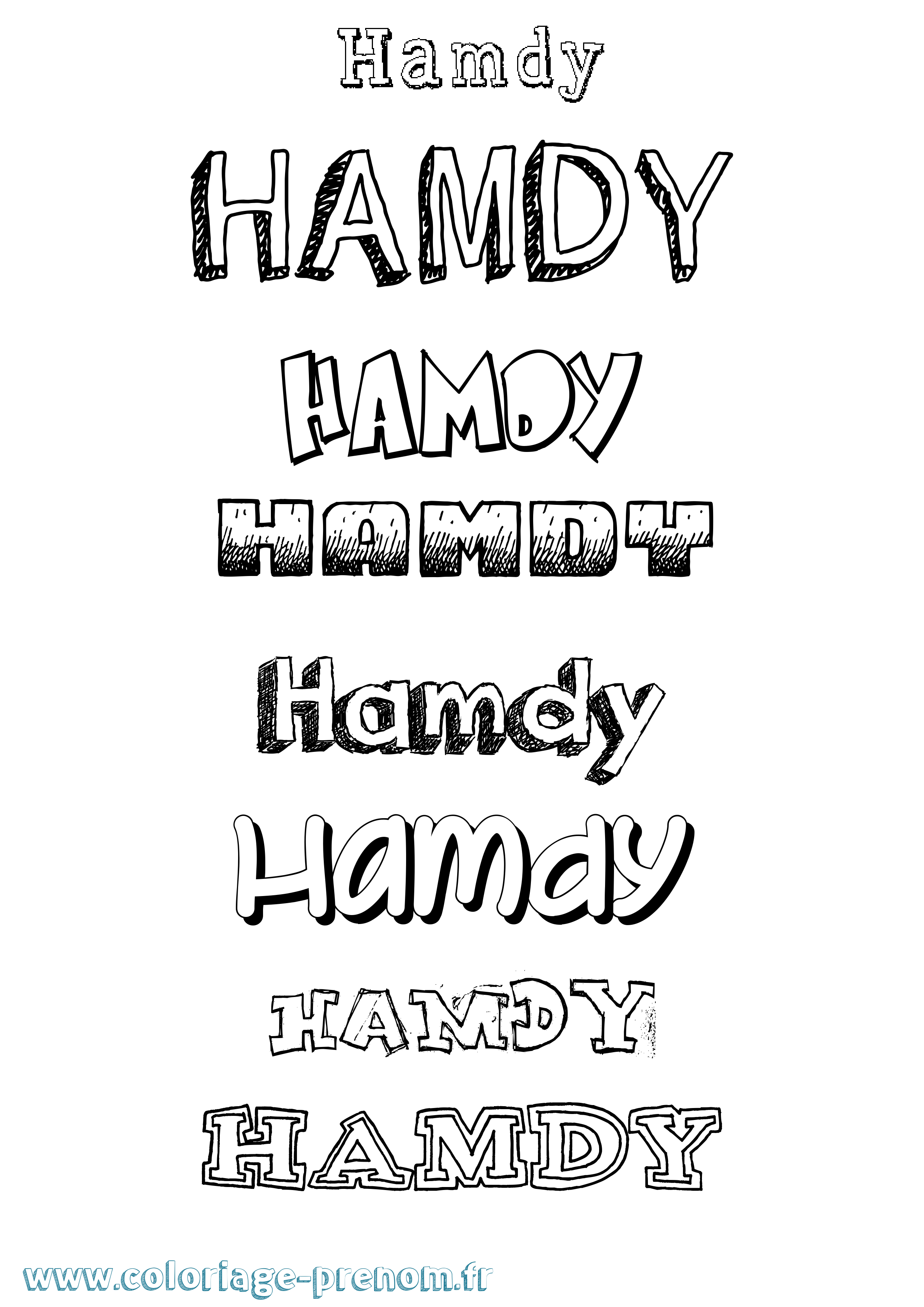 Coloriage prénom Hamdy Dessiné