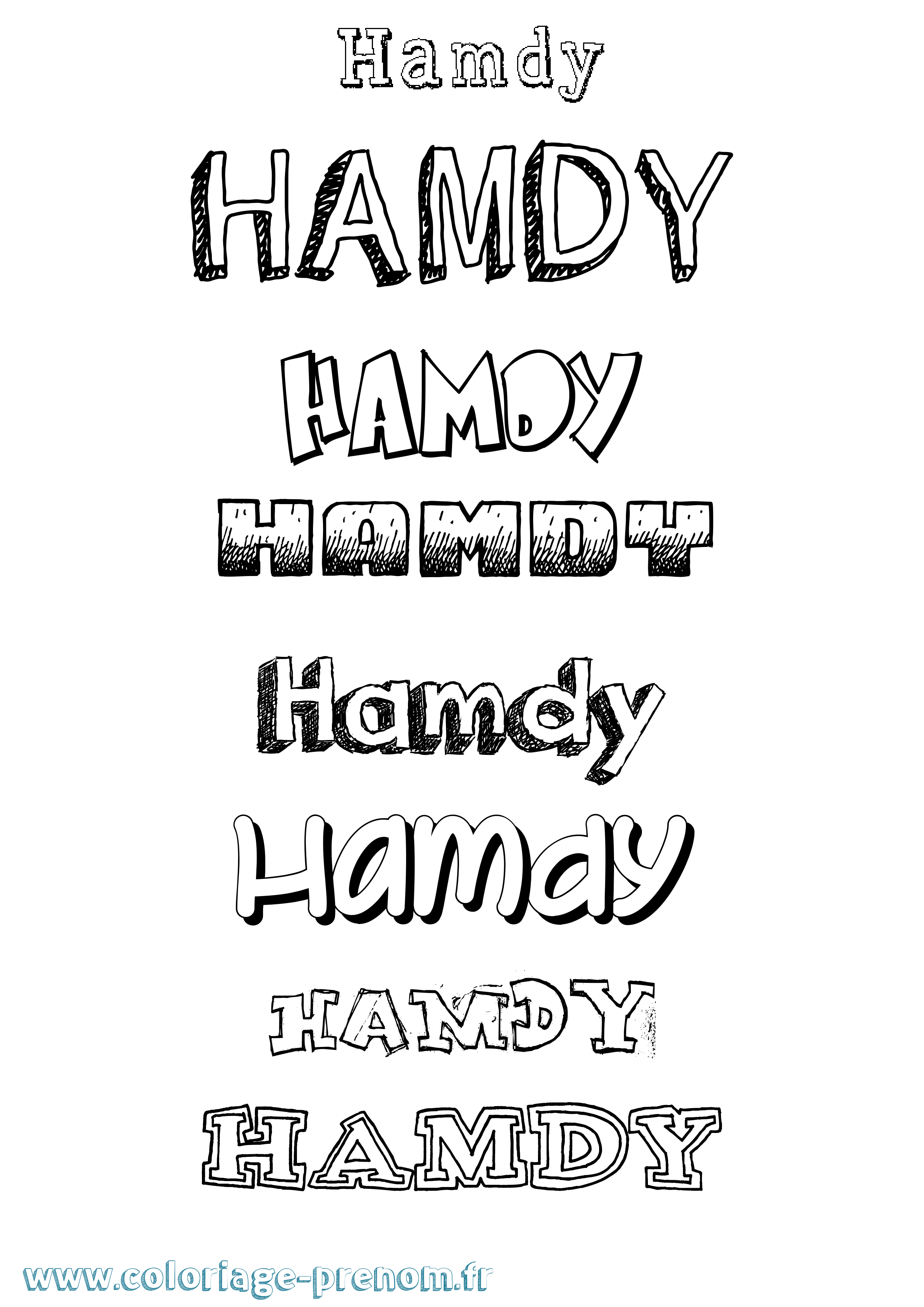 Coloriage Hamdy Dessiné Coloriage prénom Hamdy Dessiné