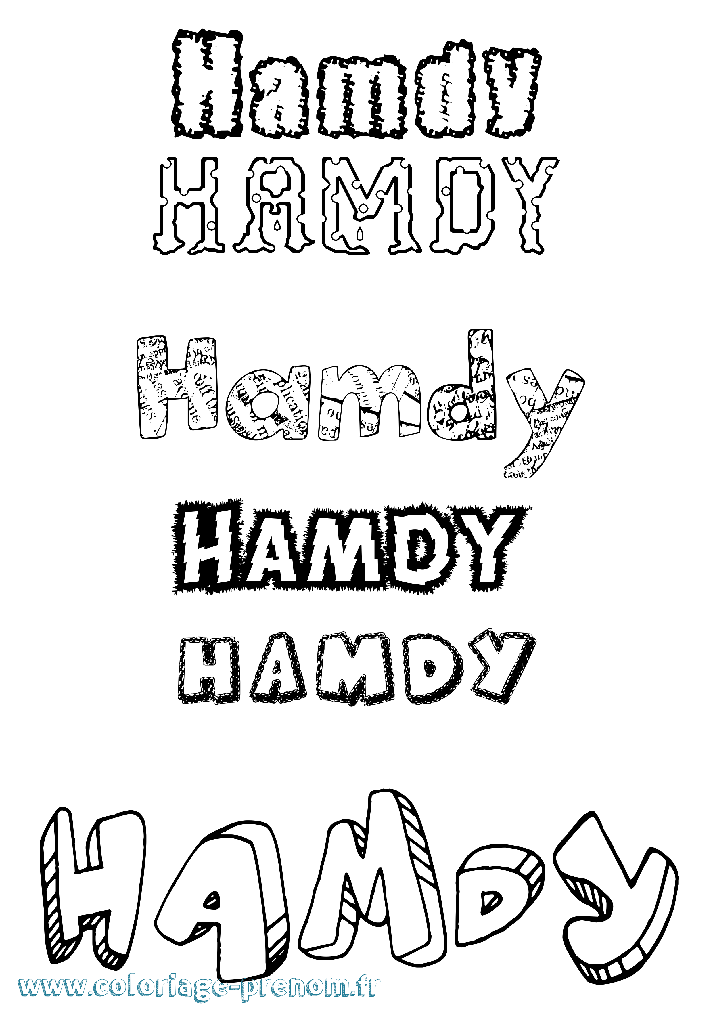 Coloriage prénom Hamdy Destructuré