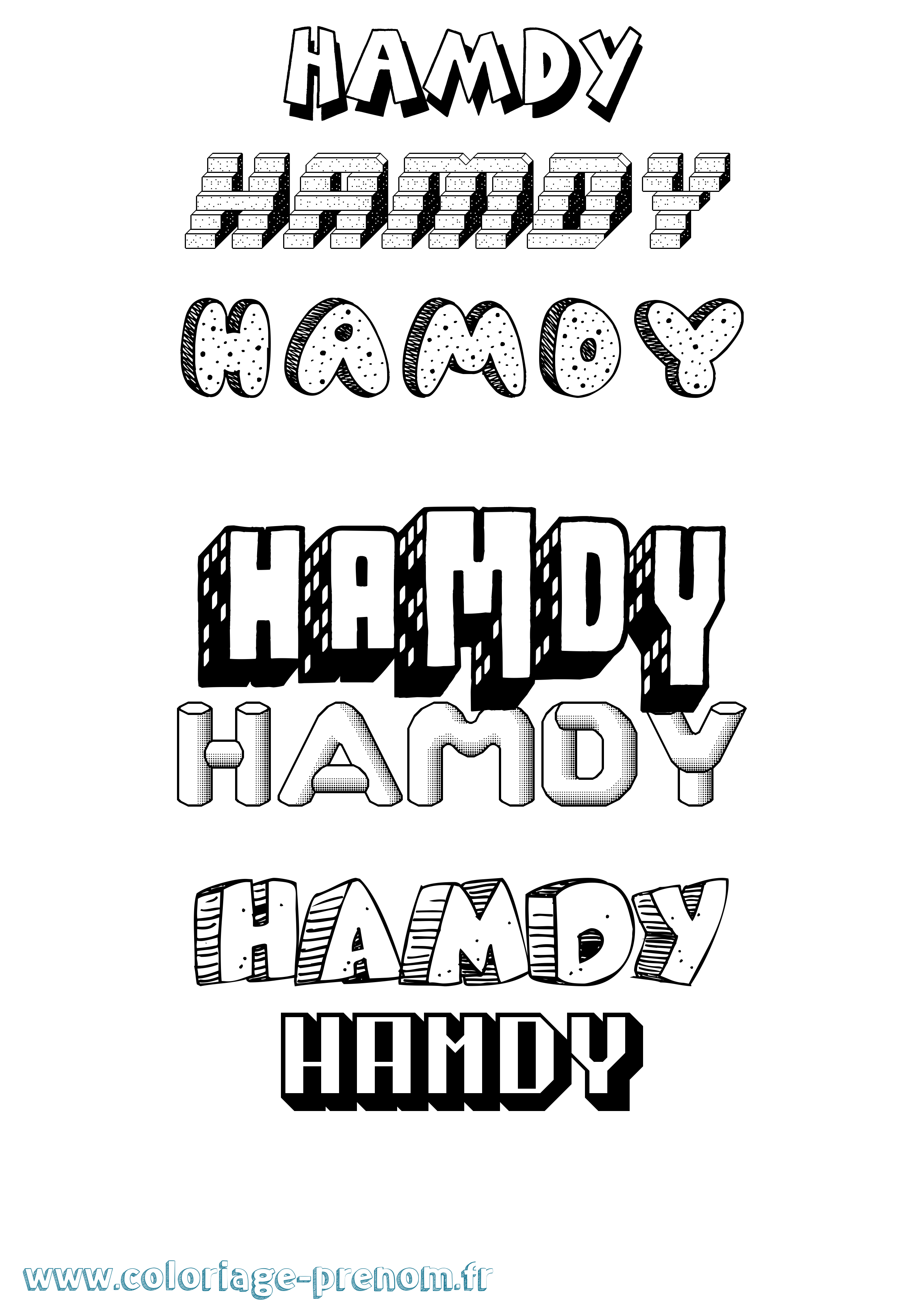 Coloriage Hamdy Effet 3D Coloriage prénom Hamdy Effet 3D