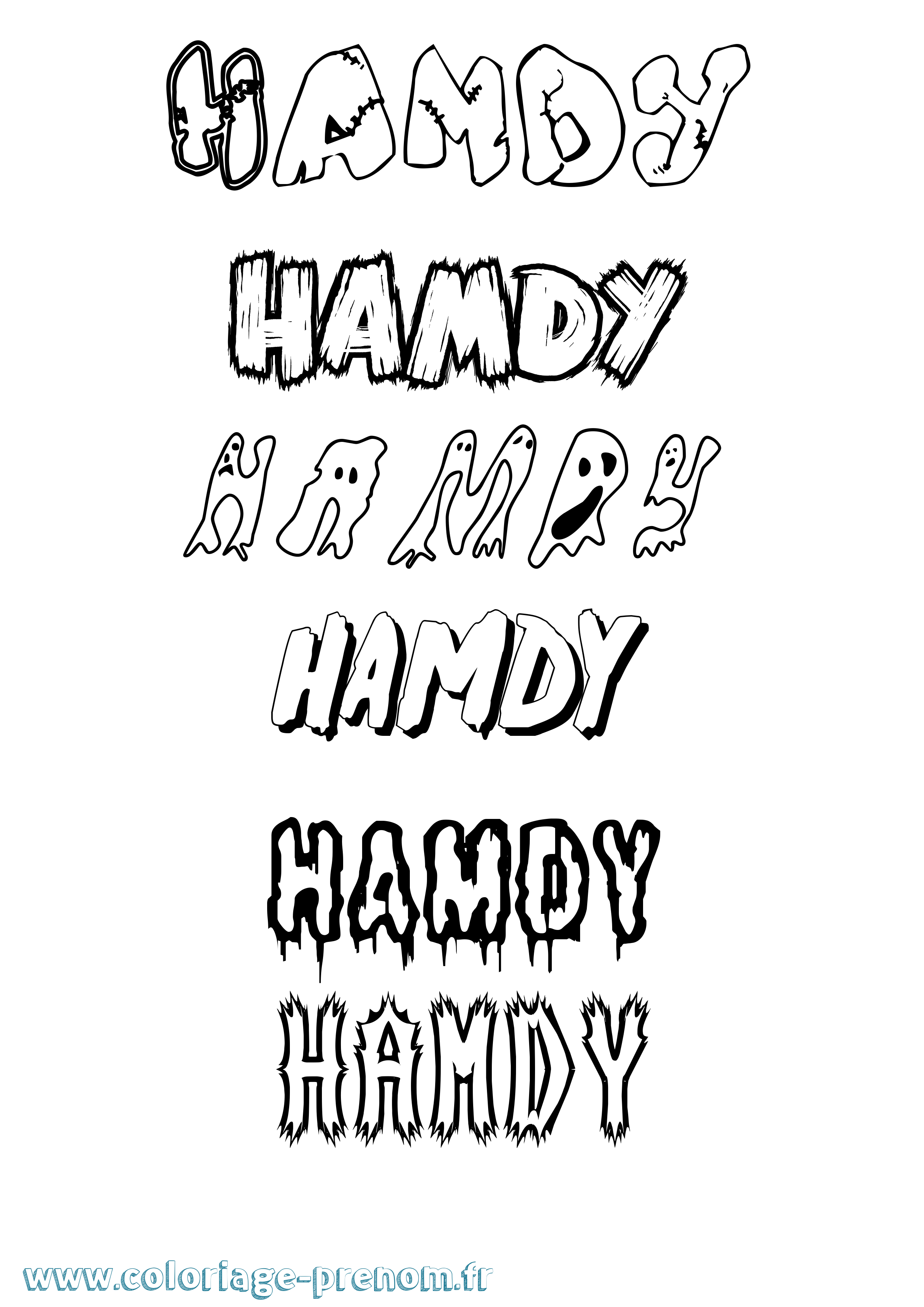 Coloriage prénom Hamdy Frisson
