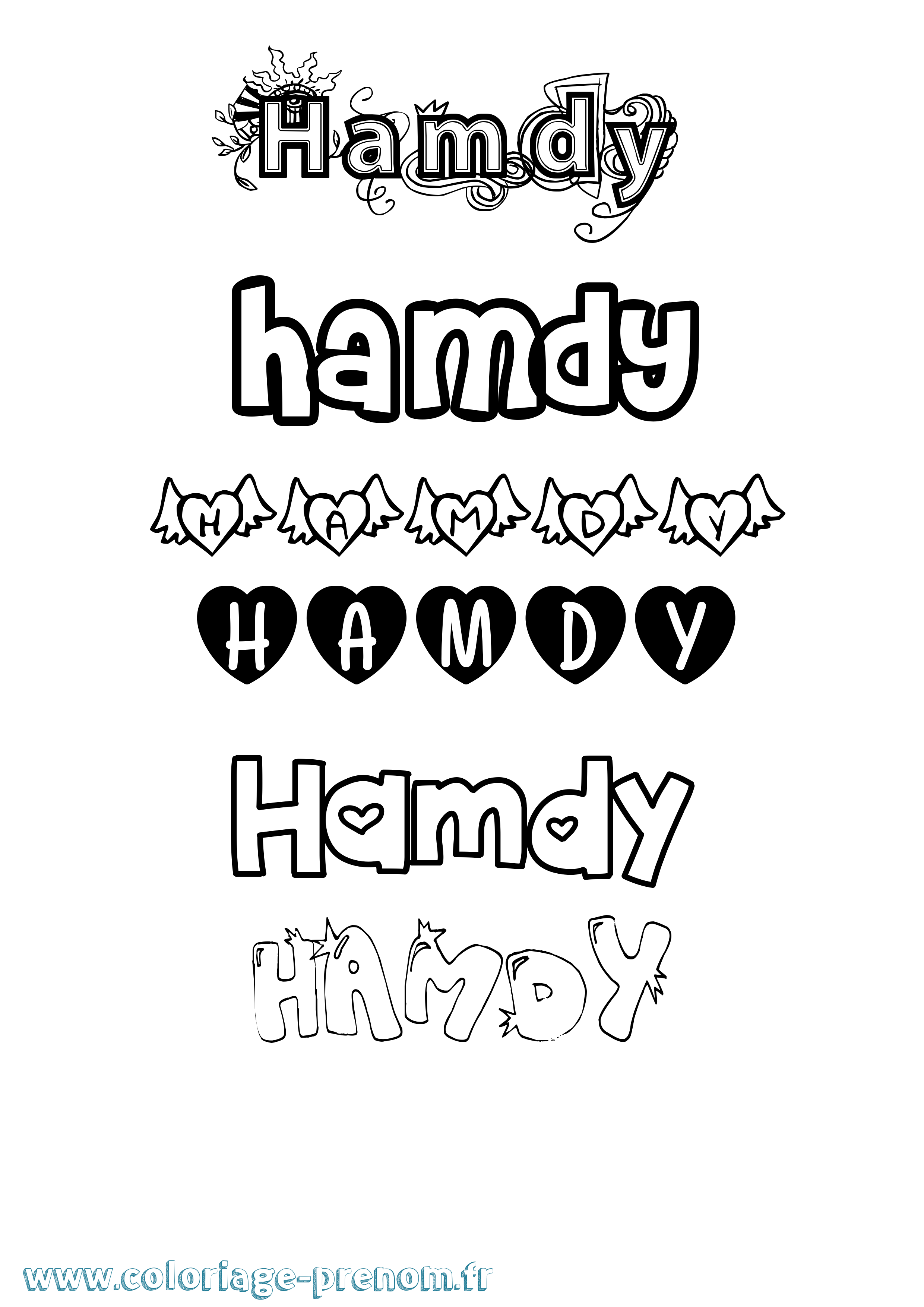 Coloriage Hamdy Girly Coloriage prénom Hamdy Girly