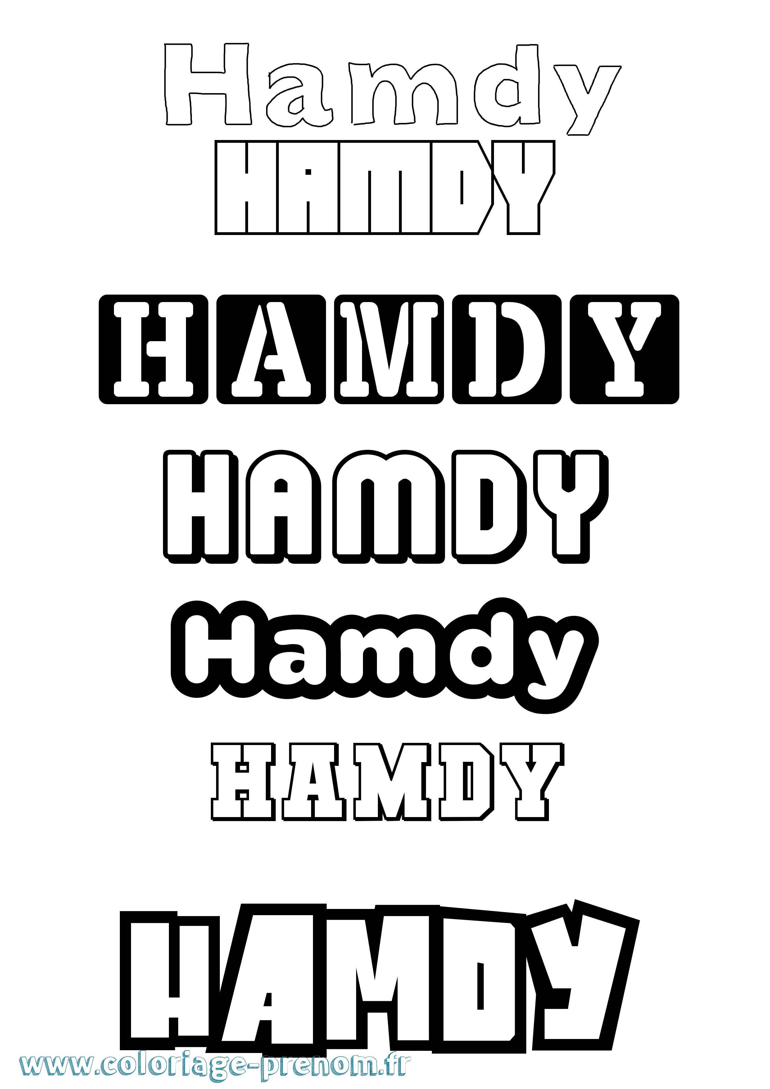 Coloriage Hamdy Simple Coloriage prénom Hamdy Simple