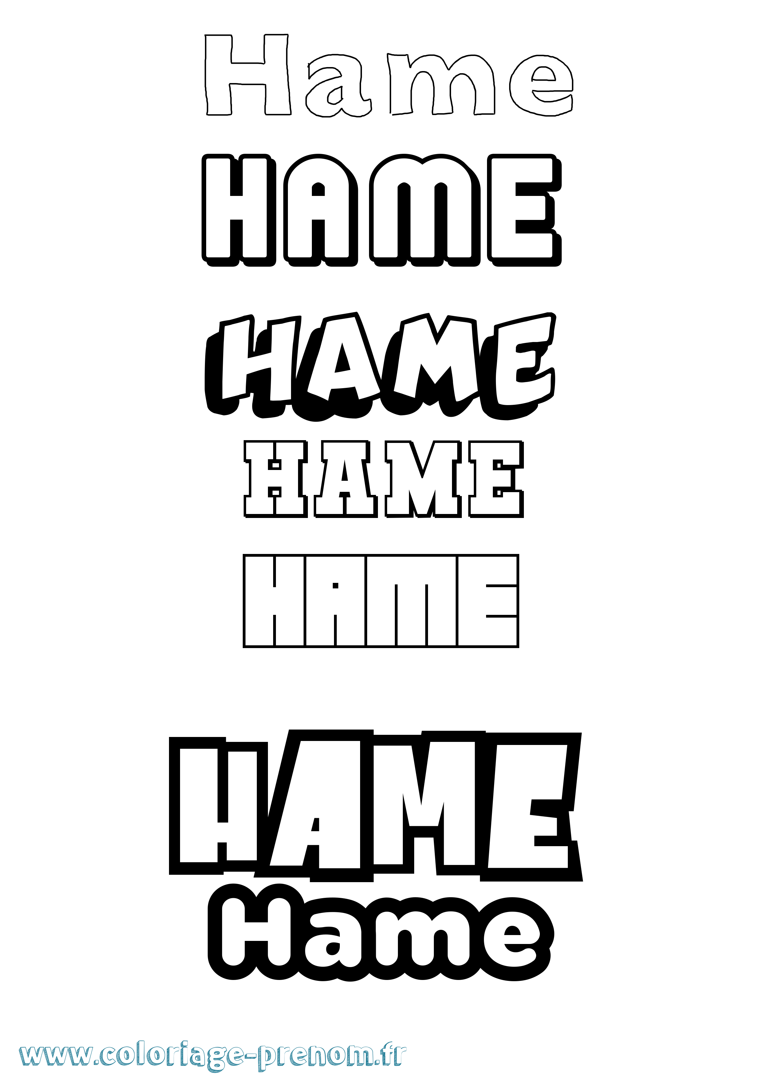 Coloriage prénom Hame Simple