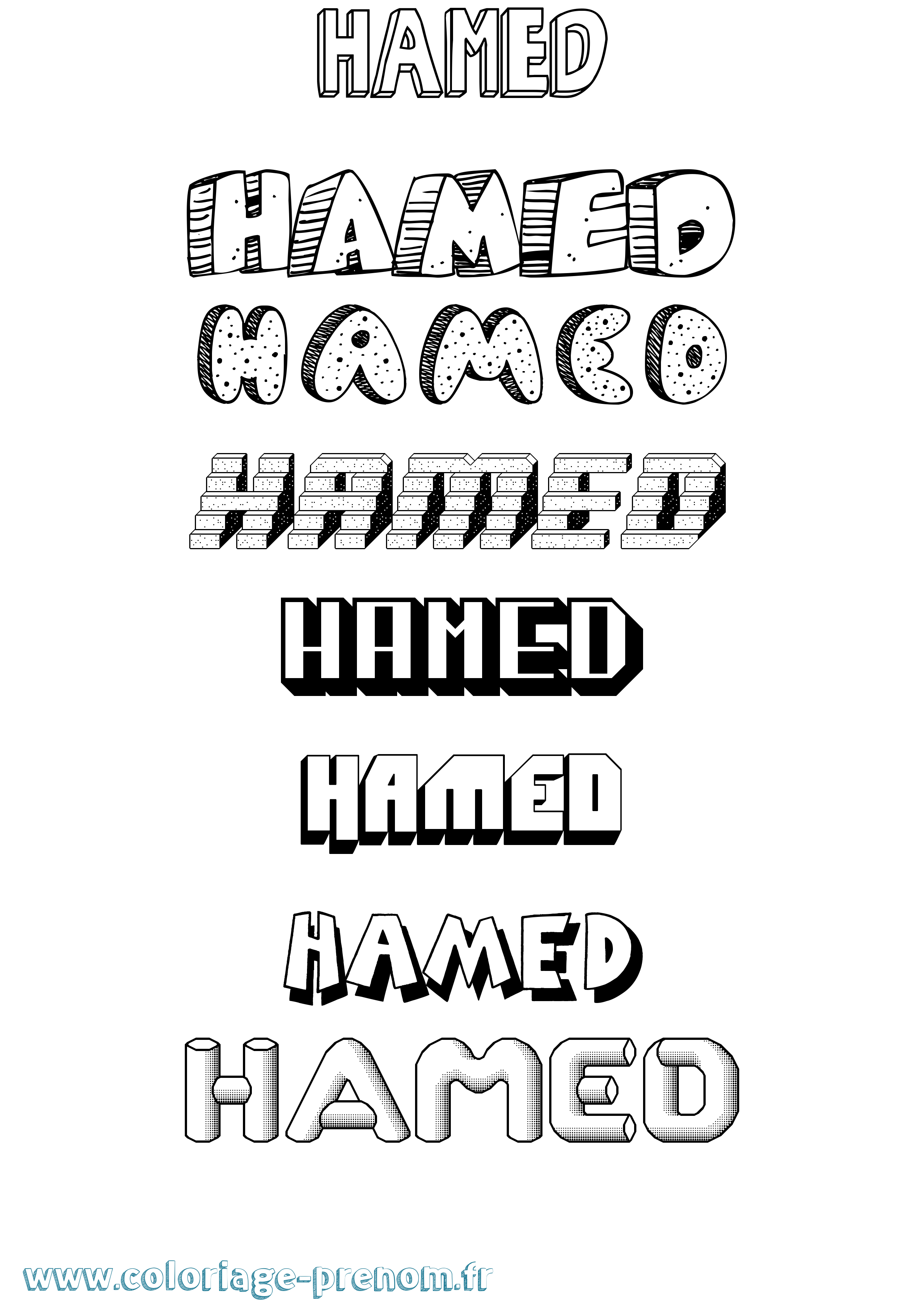 Coloriage prénom Hamed
