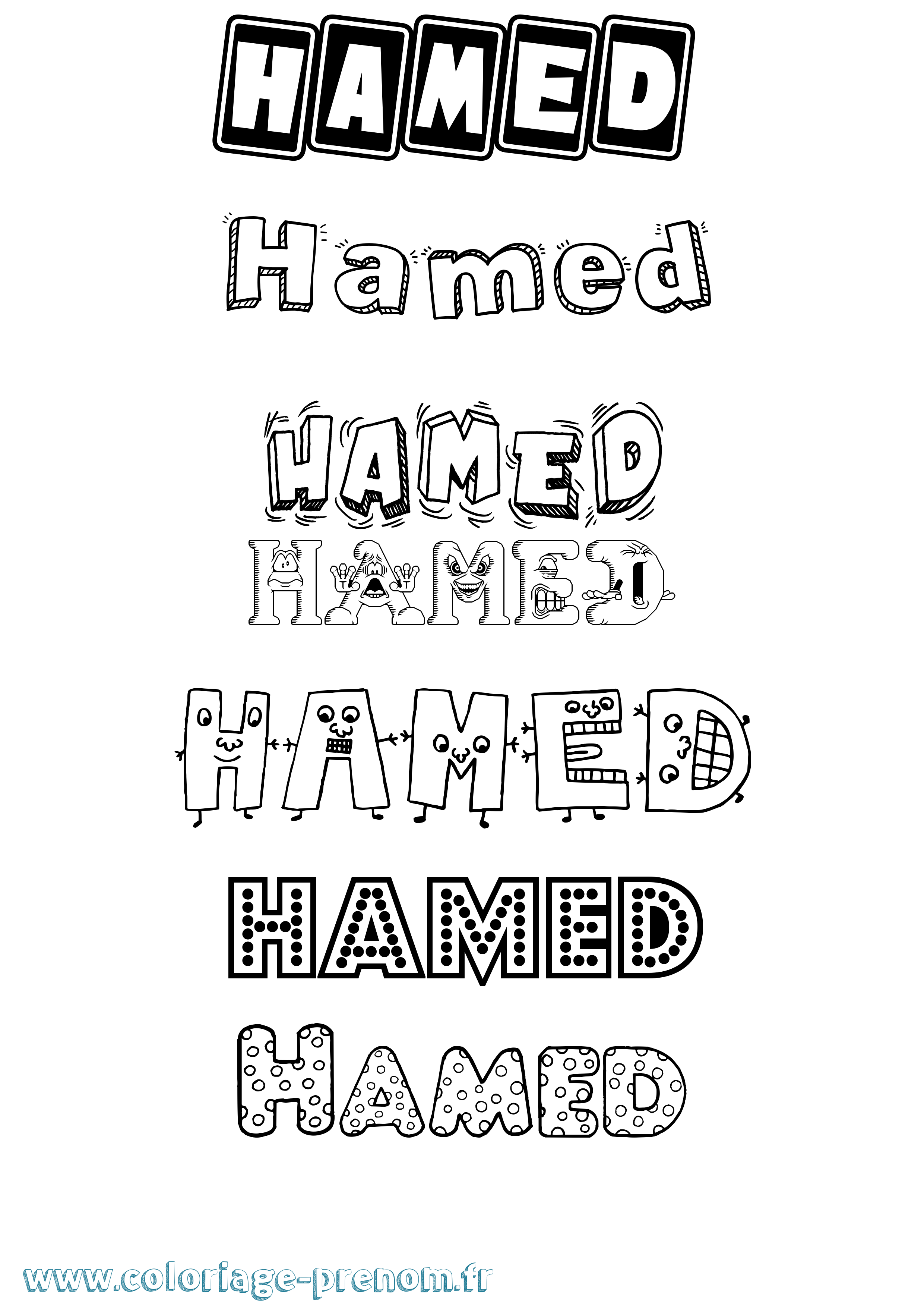 Coloriage prénom Hamed Fun