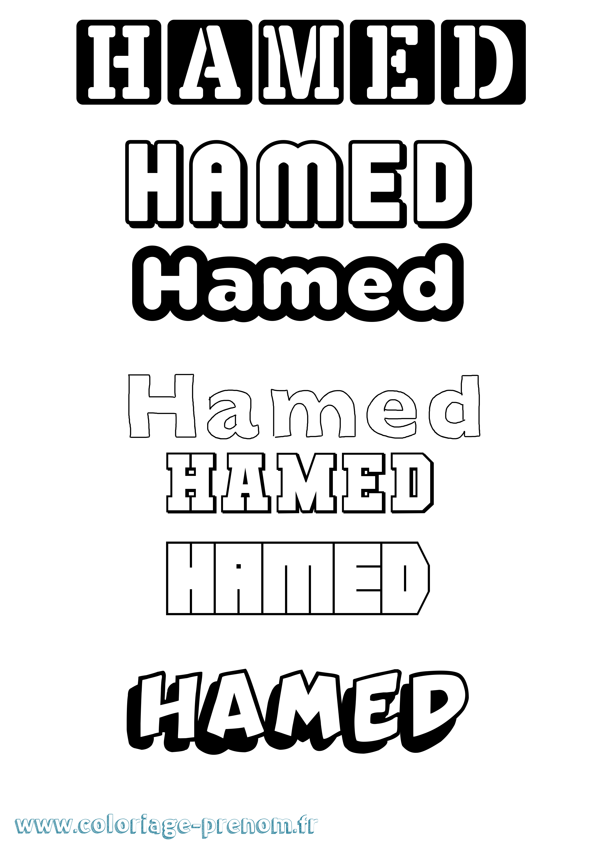 Coloriage prénom Hamed Simple
