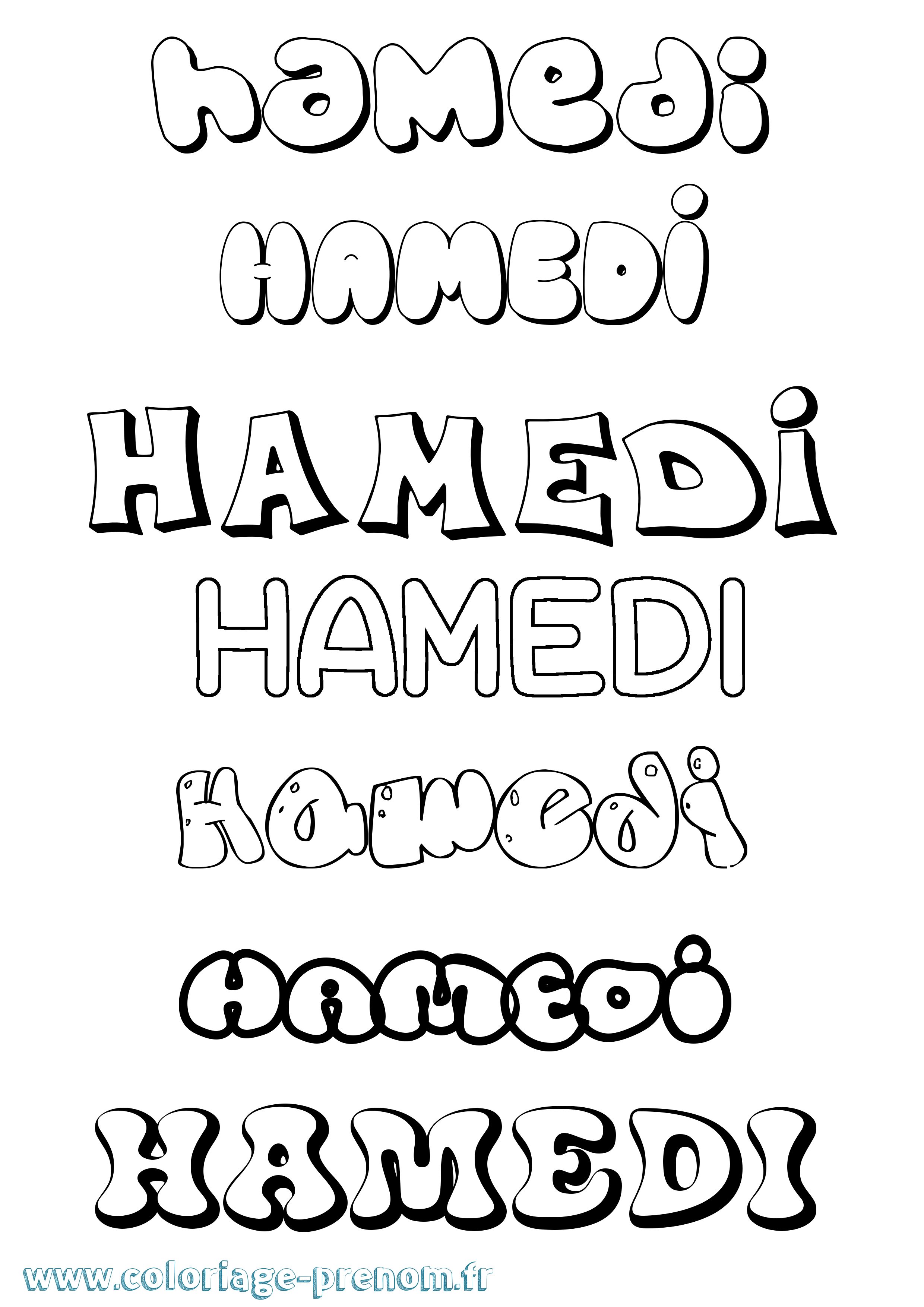 Coloriage prénom Hamedi Bubble
