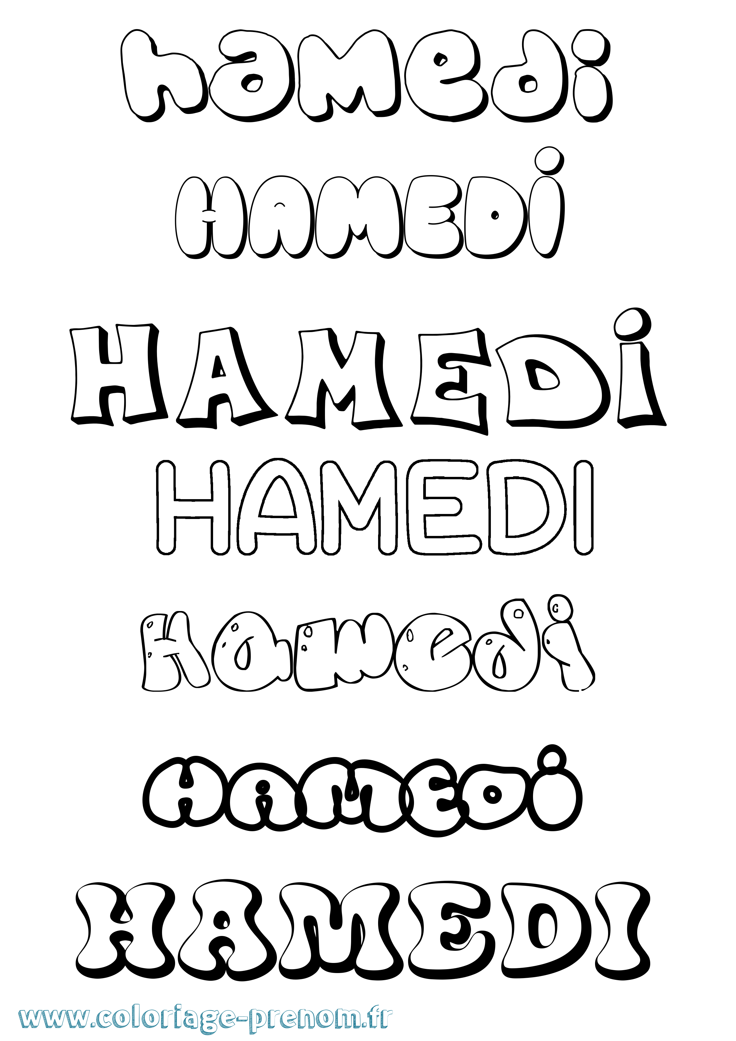 Coloriage Hamedi Bubble Coloriage prénom Hamedi Bubble