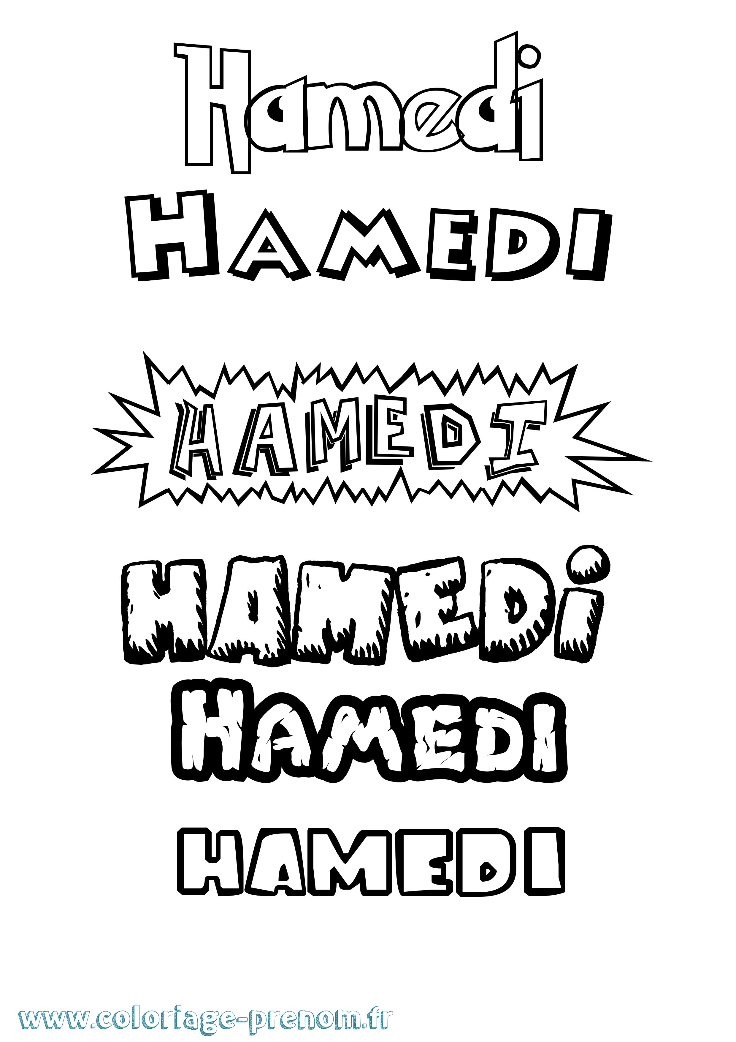 Coloriage prénom Hamedi Dessin Animé