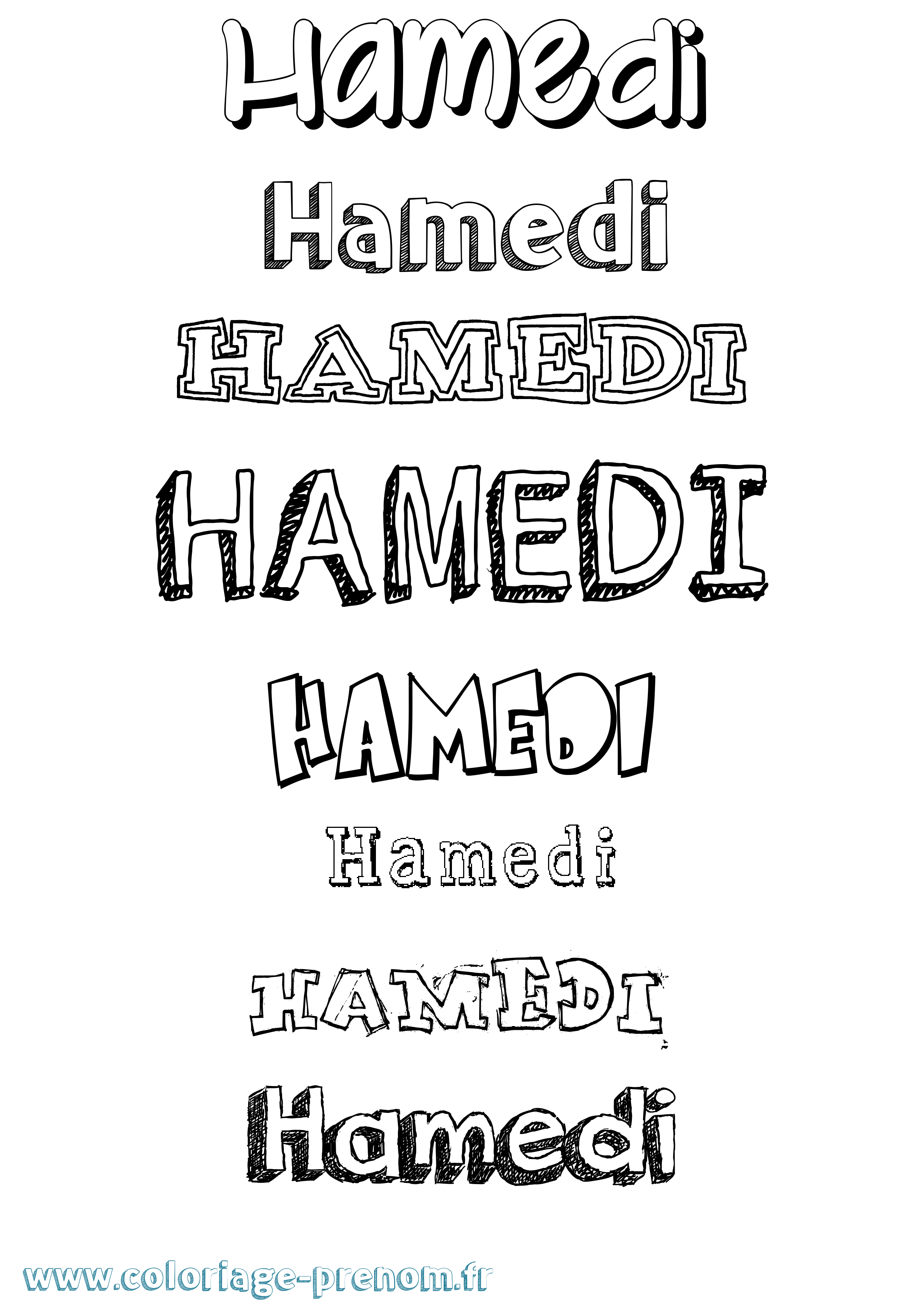 Coloriage prénom Hamedi Dessiné
